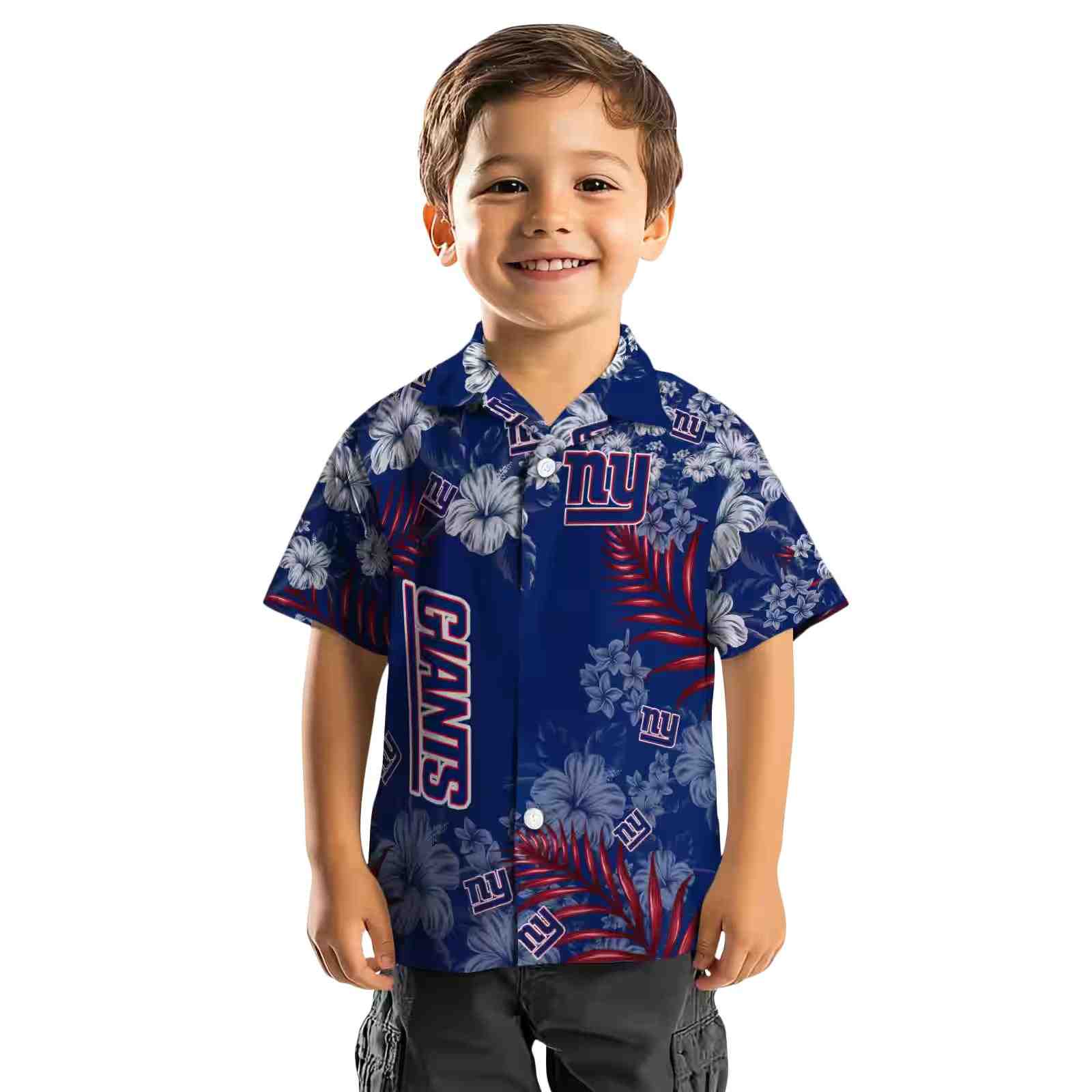 new york giants hibiscus print blue hawaiian shirt top rated