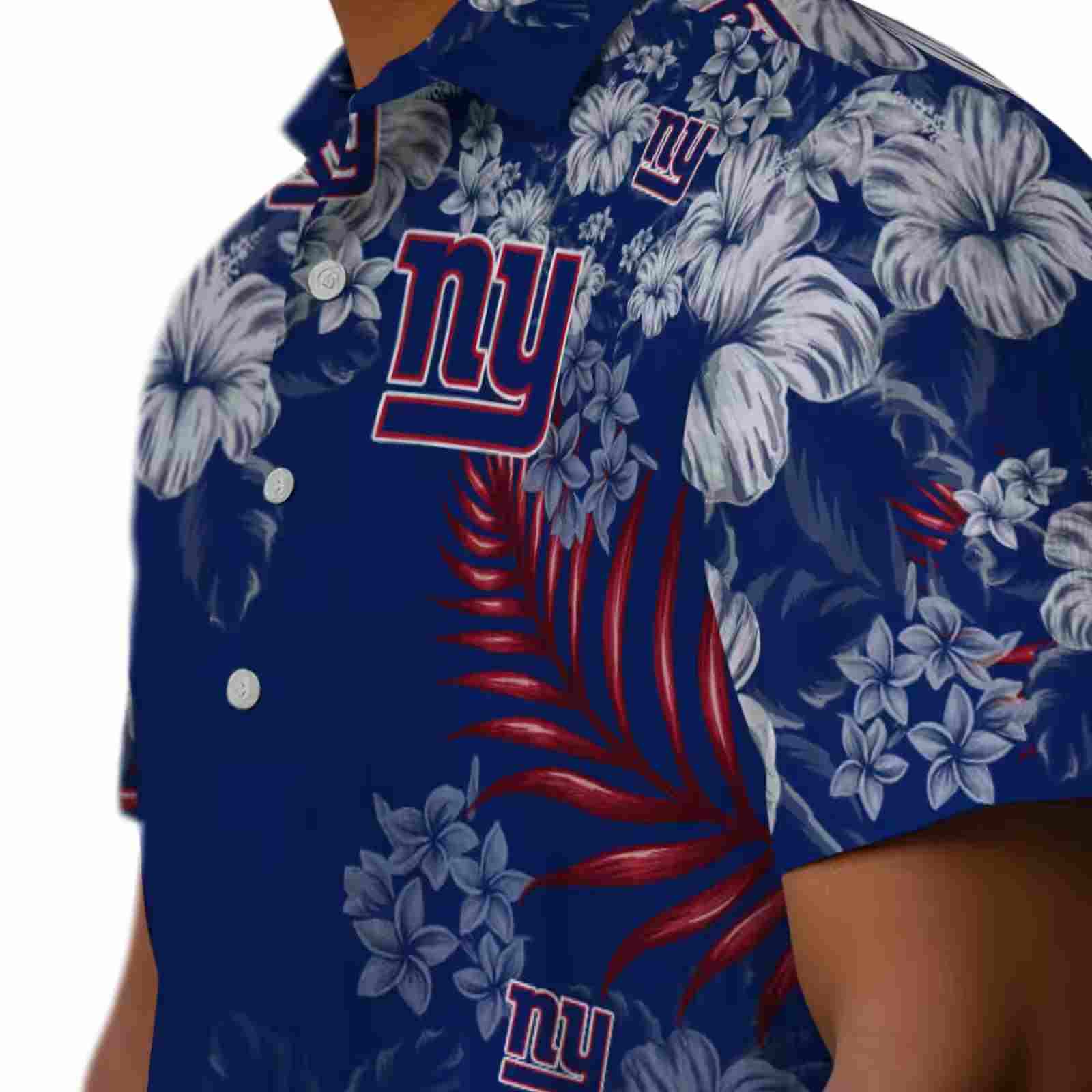 new york giants hibiscus print blue hawaiian shirt trendy