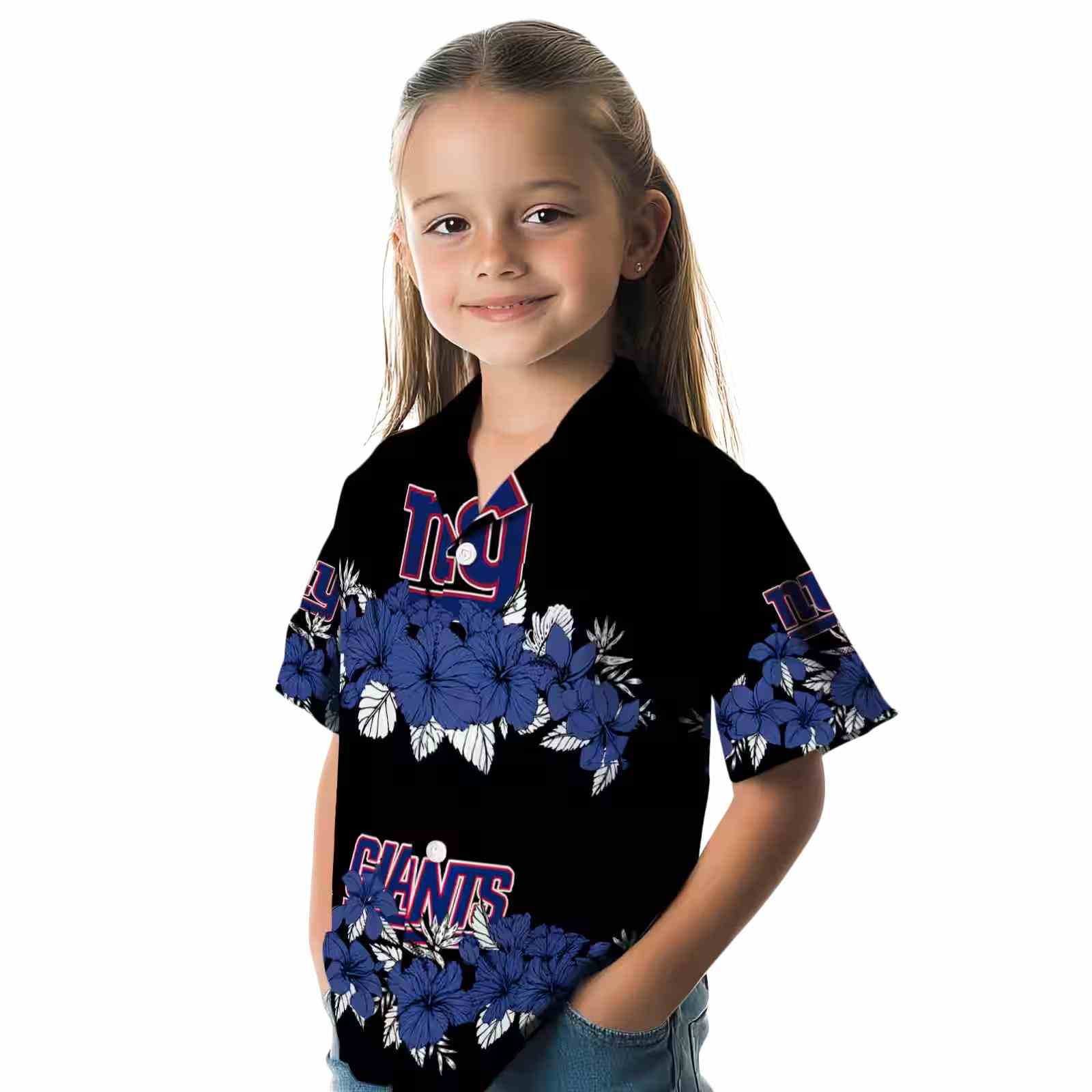 new york giants hibiscus stripe blue black hawaiian shirt premium grade