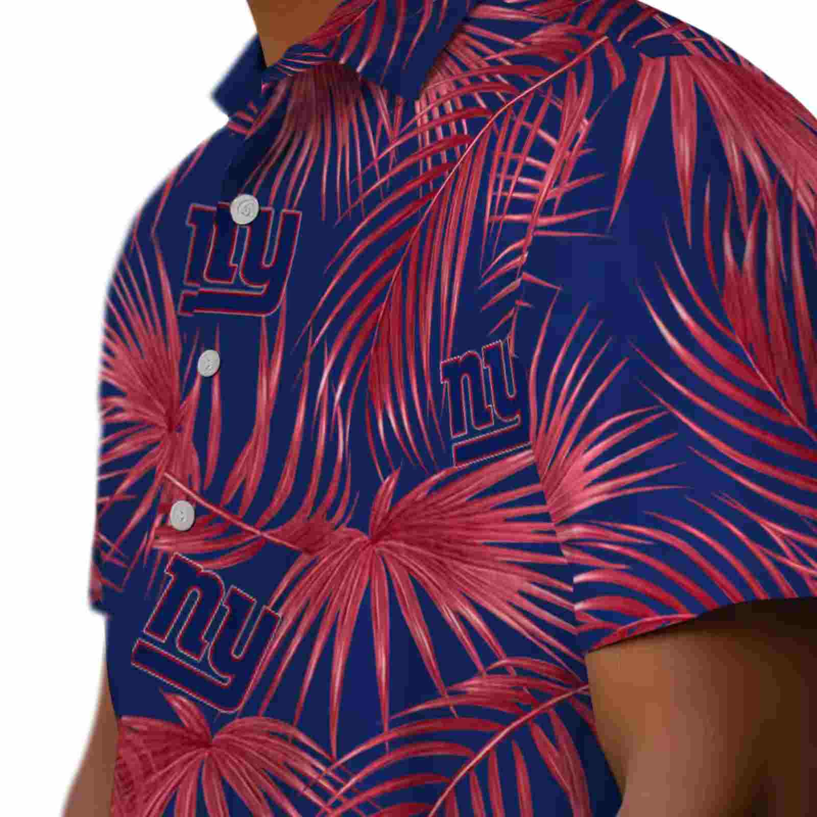 new york giants leafy palms blue hawaiian shirt trendy