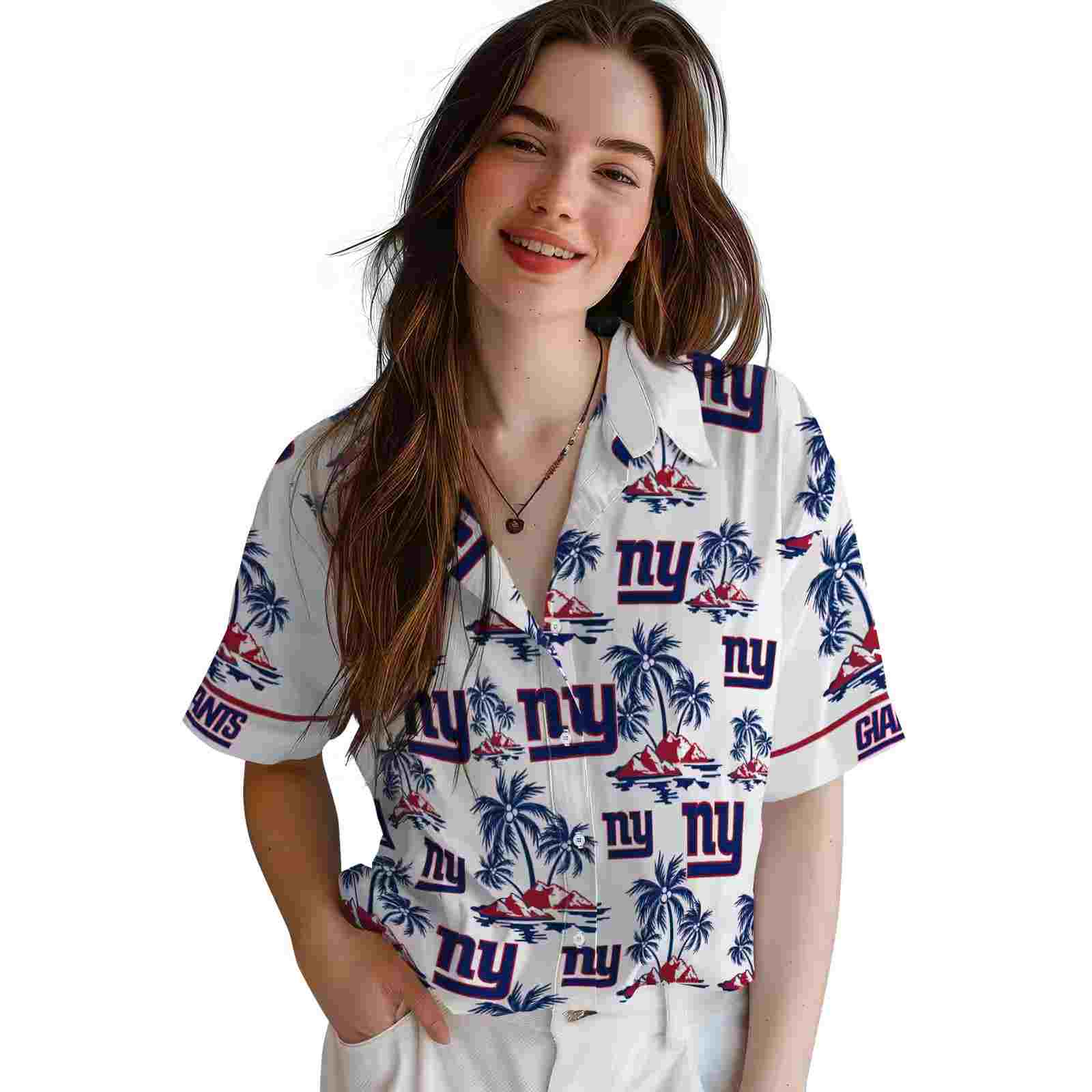 new york giants palm island print blue white hawaiian shirt latest model