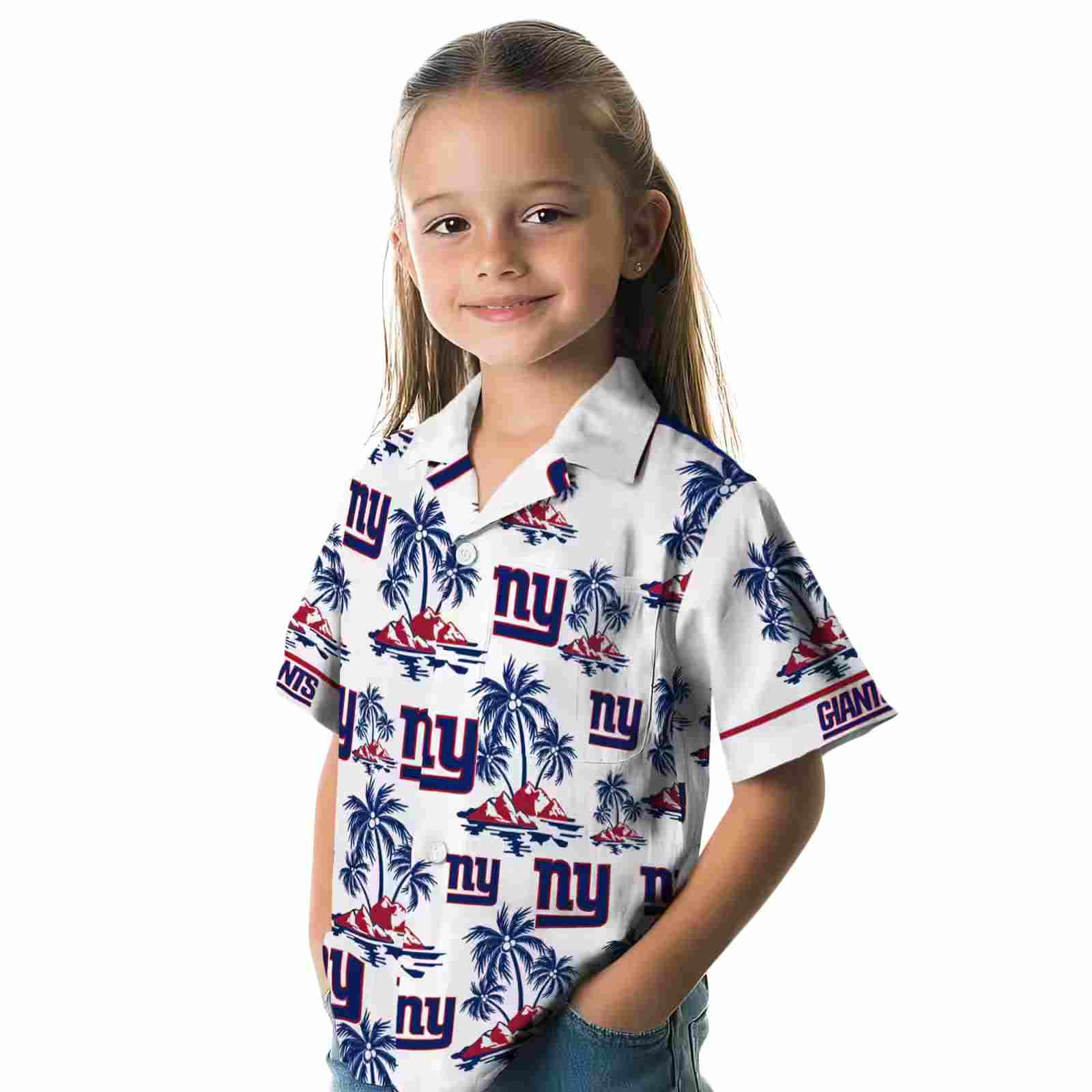 new york giants palm island print blue white hawaiian shirt premium grade