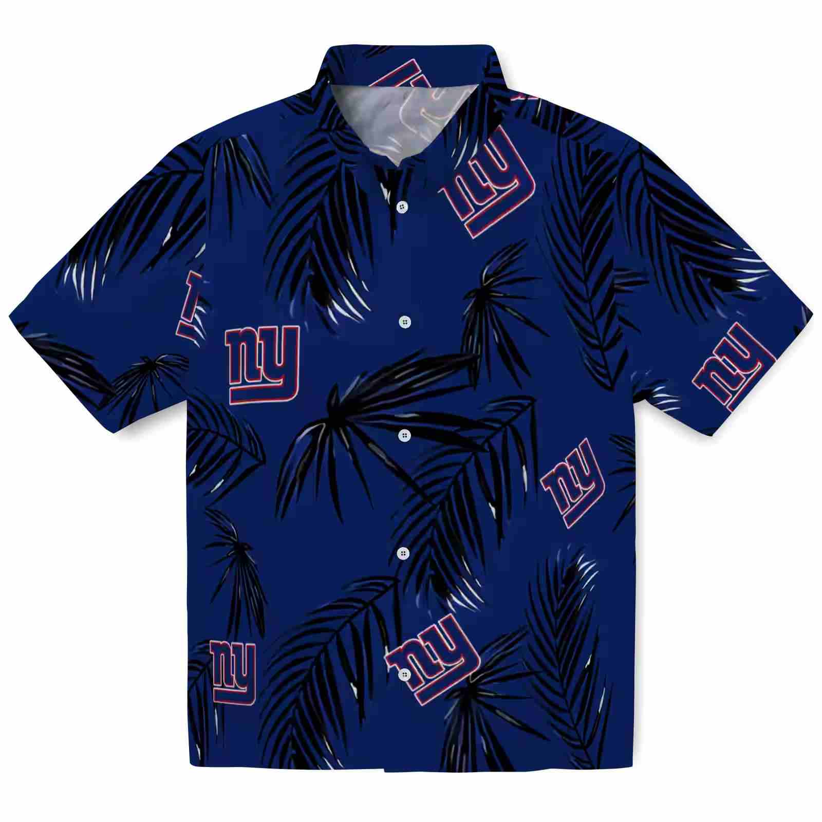 New York Giants Palm Leaf Blue Hawaiian Shirt