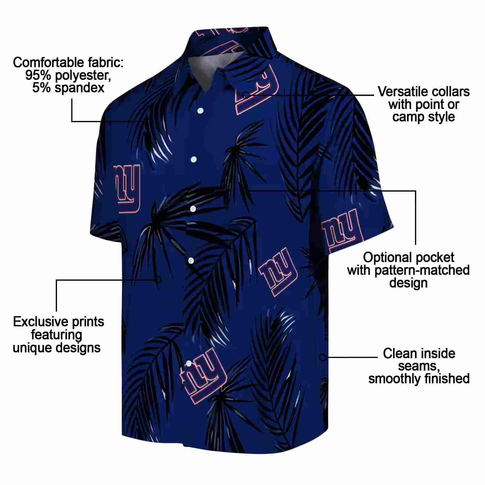 new york giants palm leaf blue hawaiian shirt new arrival