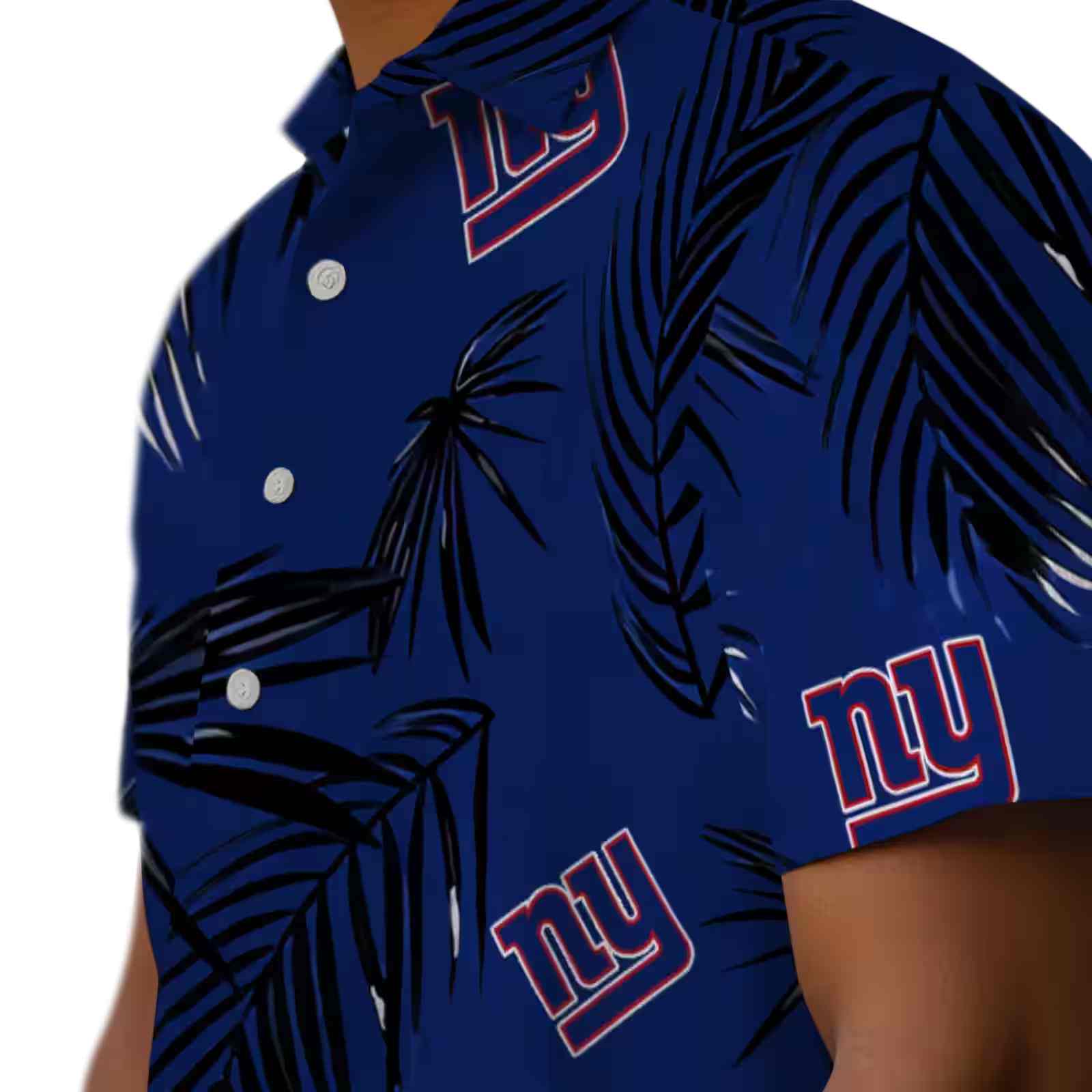 new york giants palm leaf blue hawaiian shirt trendy