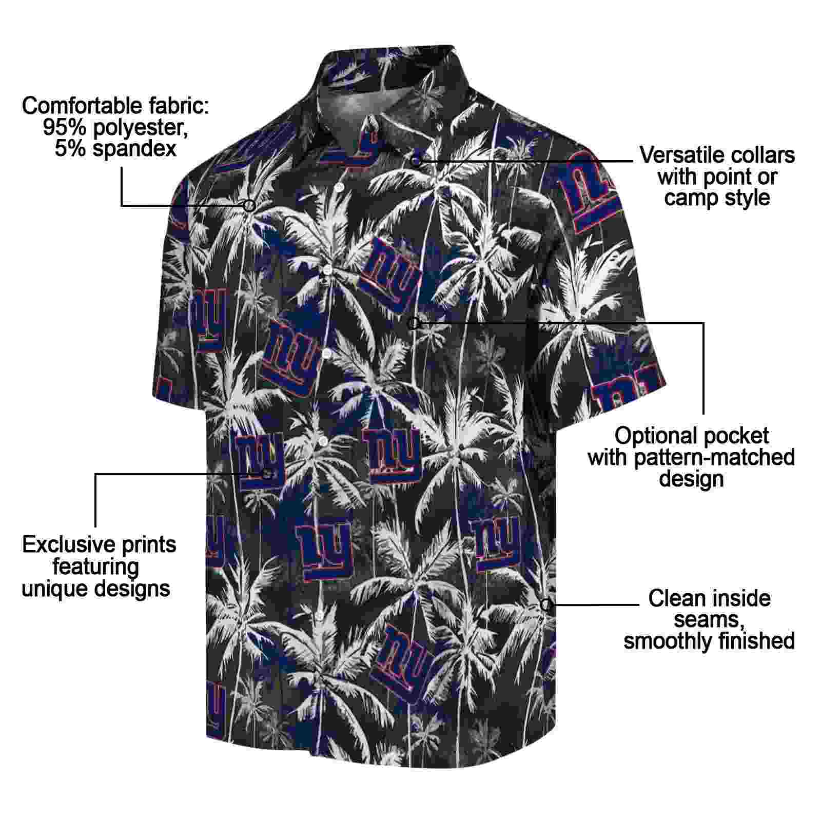 new york giants palm pattern blue black hawaiian shirt new arrival