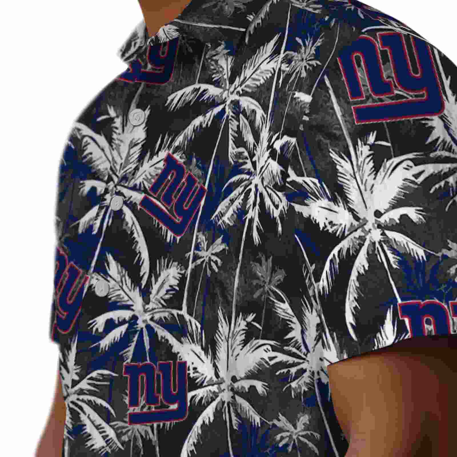 new york giants palm pattern blue black hawaiian shirt trendy