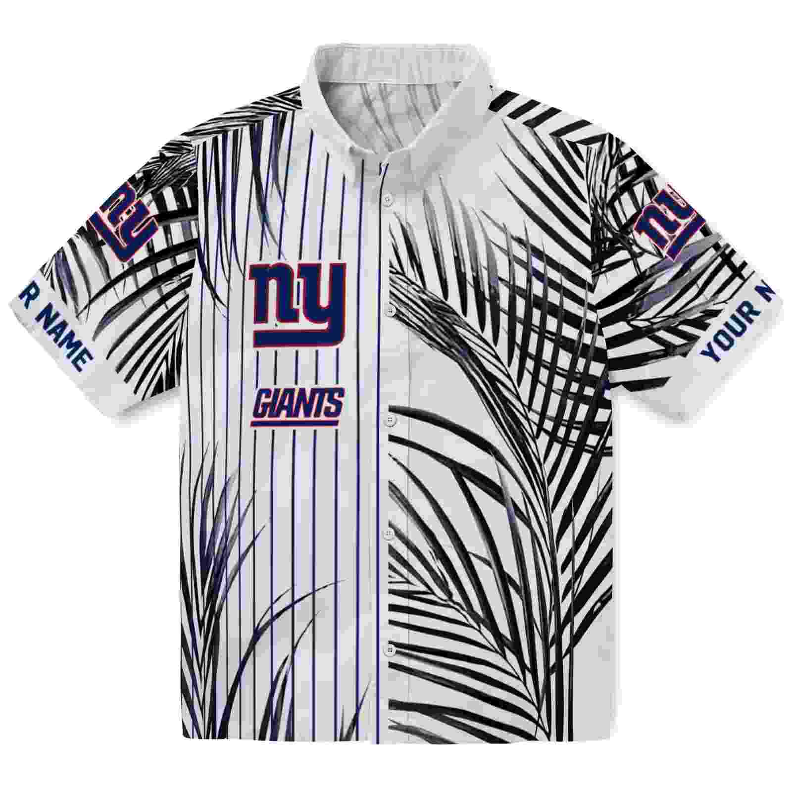 New York Giants Palm Stripes Blue Black White Hawaiian Shirt