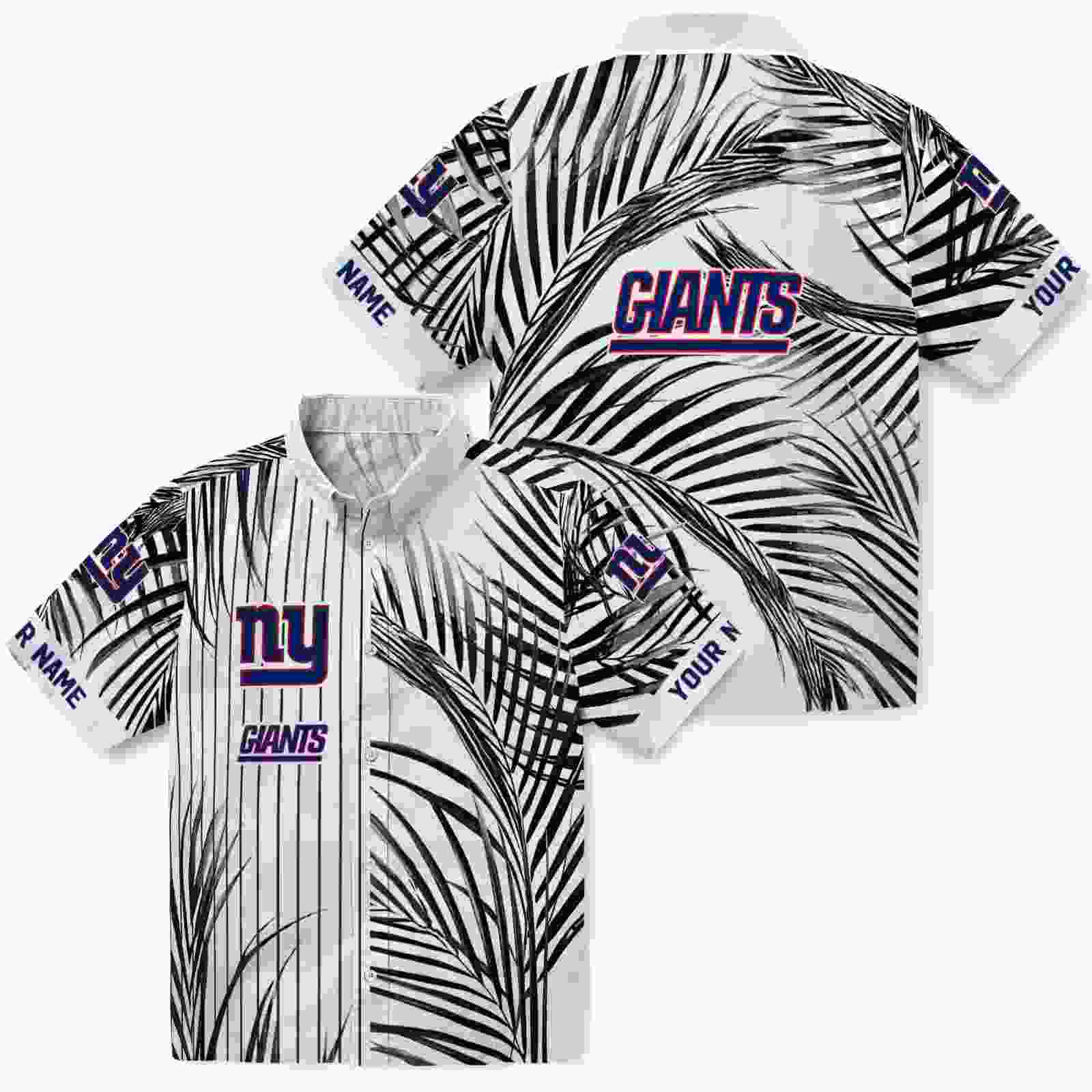 new york giants palm stripes blue black white hawaiian shirt high quality