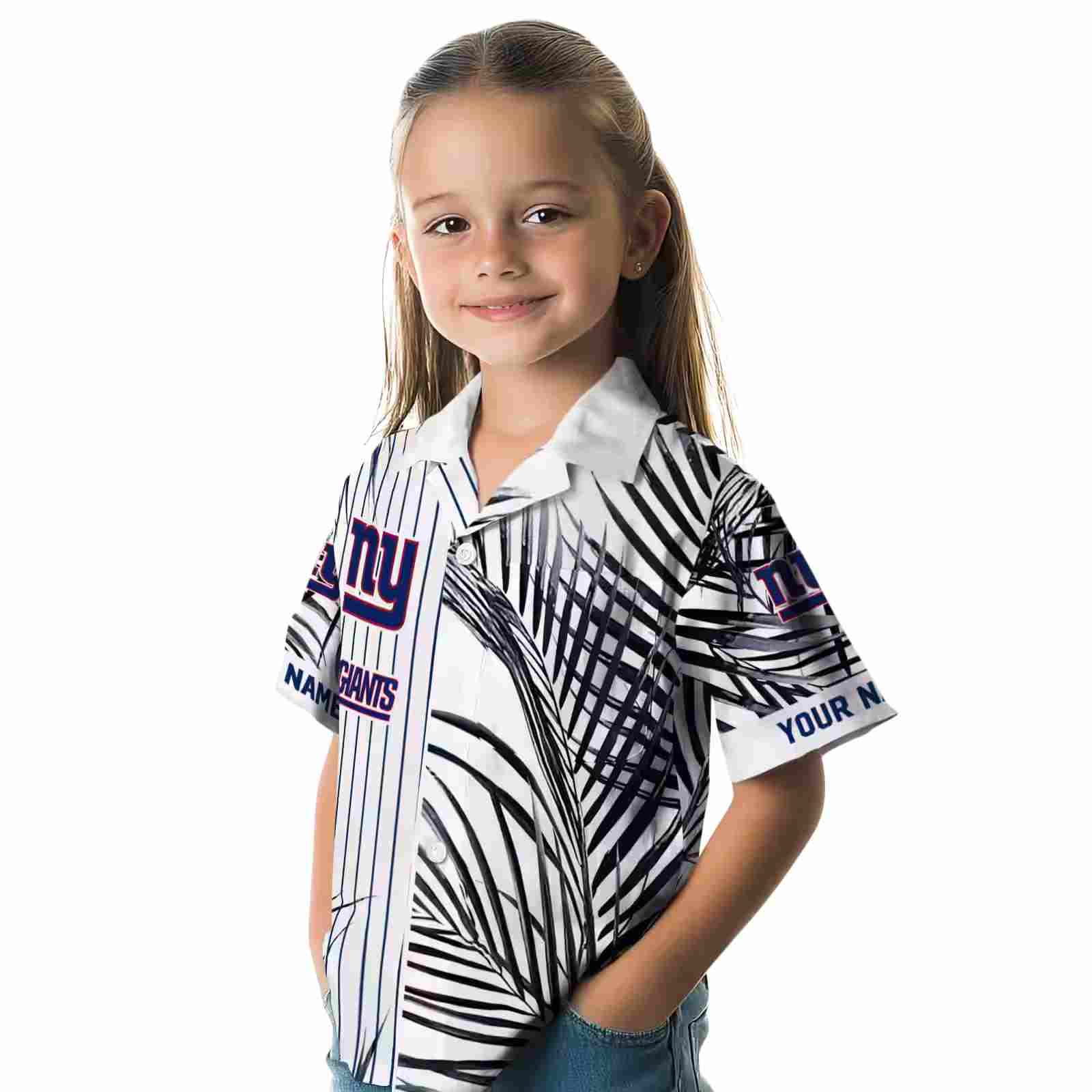 new york giants palm stripes blue black white hawaiian shirt premium grade