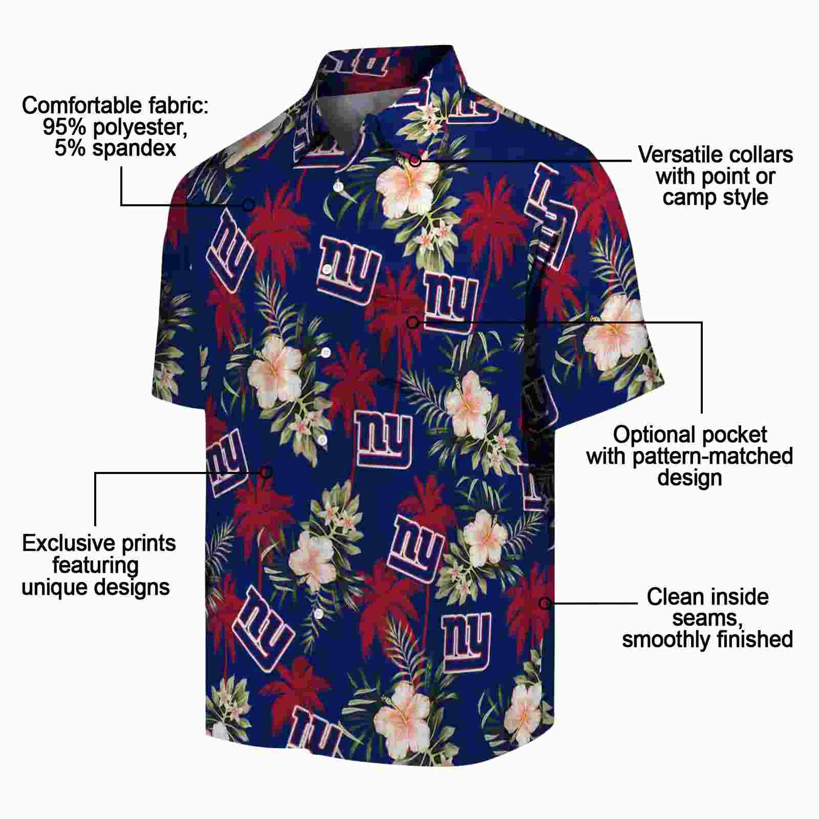 new york giants palm tree flower blue hawaiian shirt new arrival