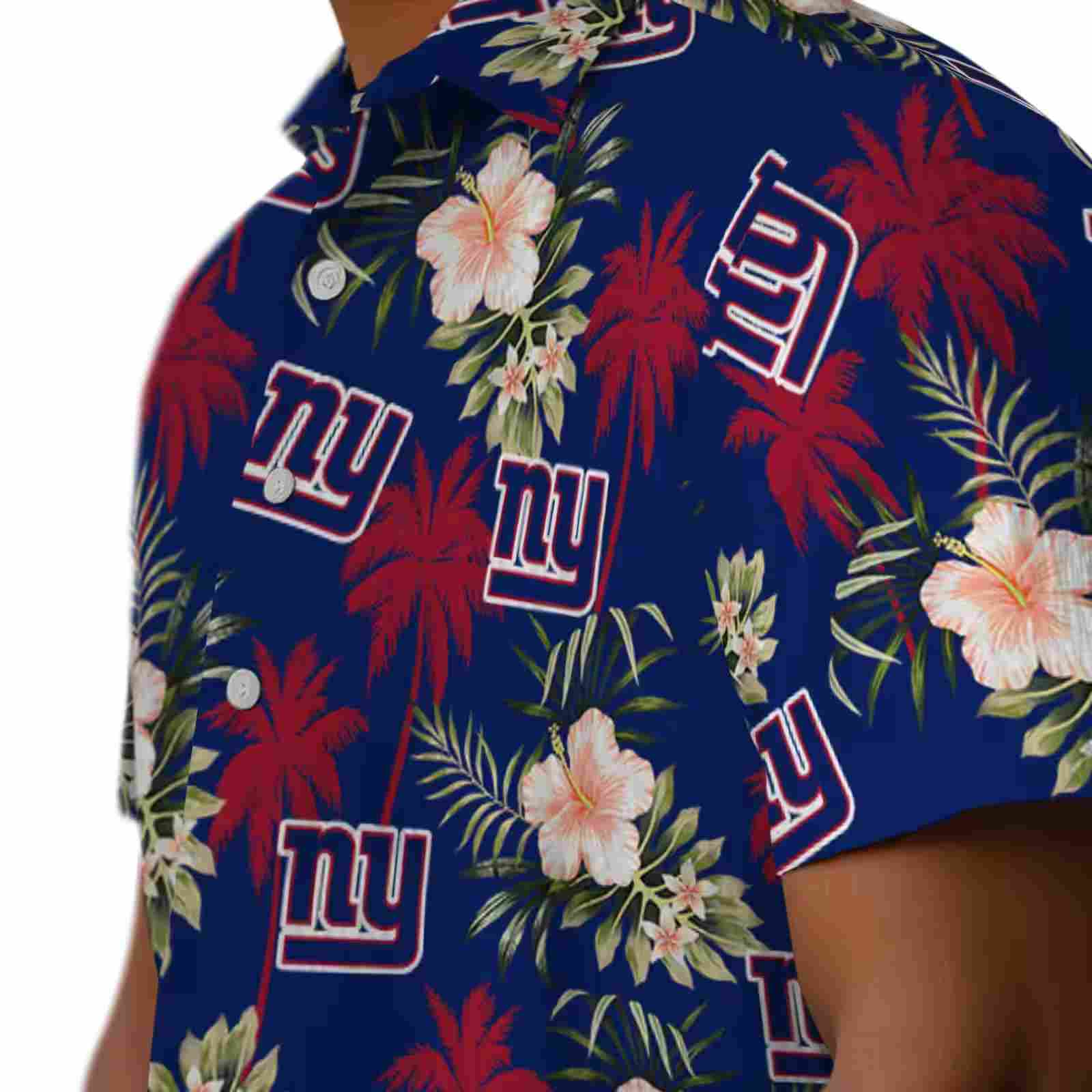 new york giants palm tree flower blue hawaiian shirt trendy