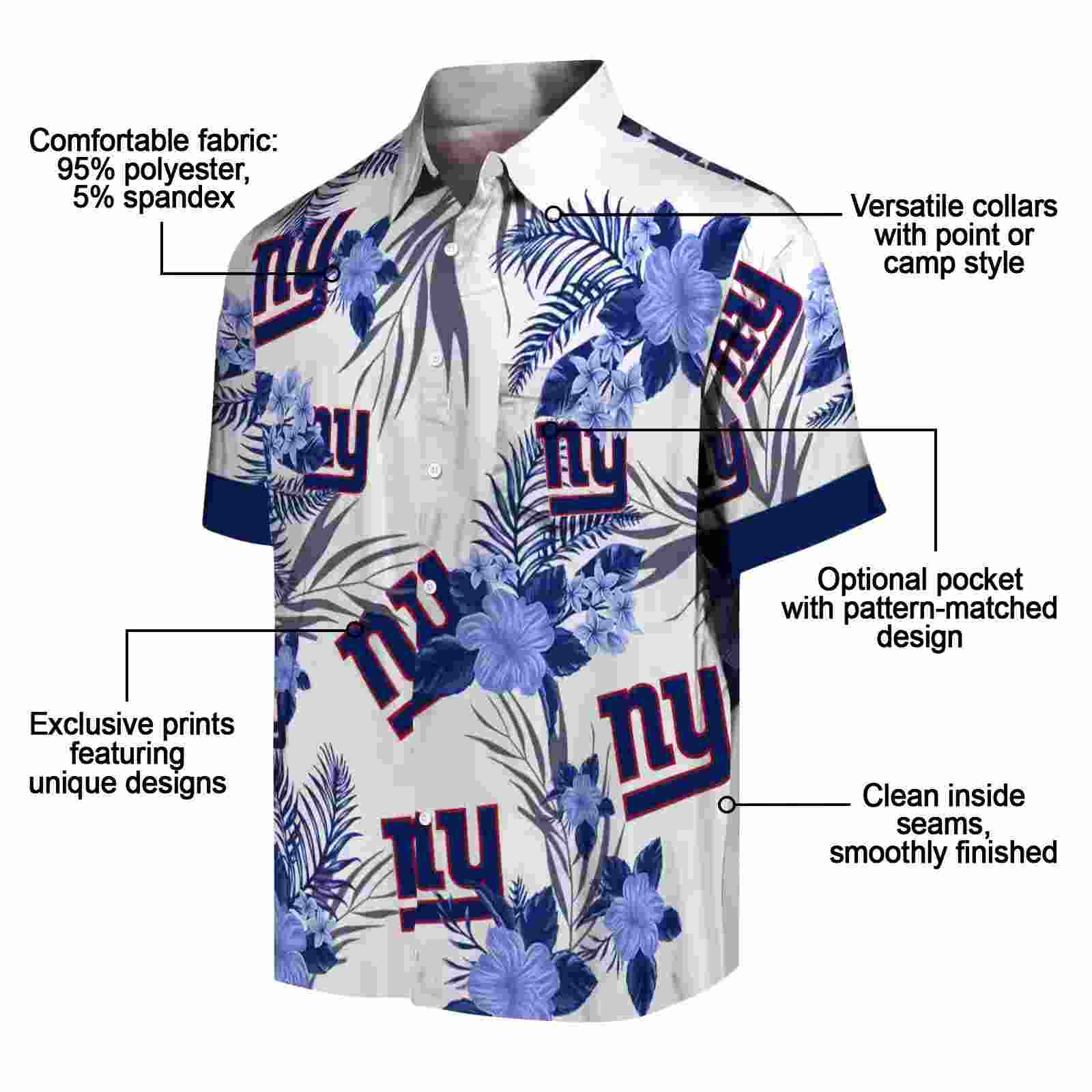 new york giants patriotic hibiscus design blue white hawaiian shirt new arrival