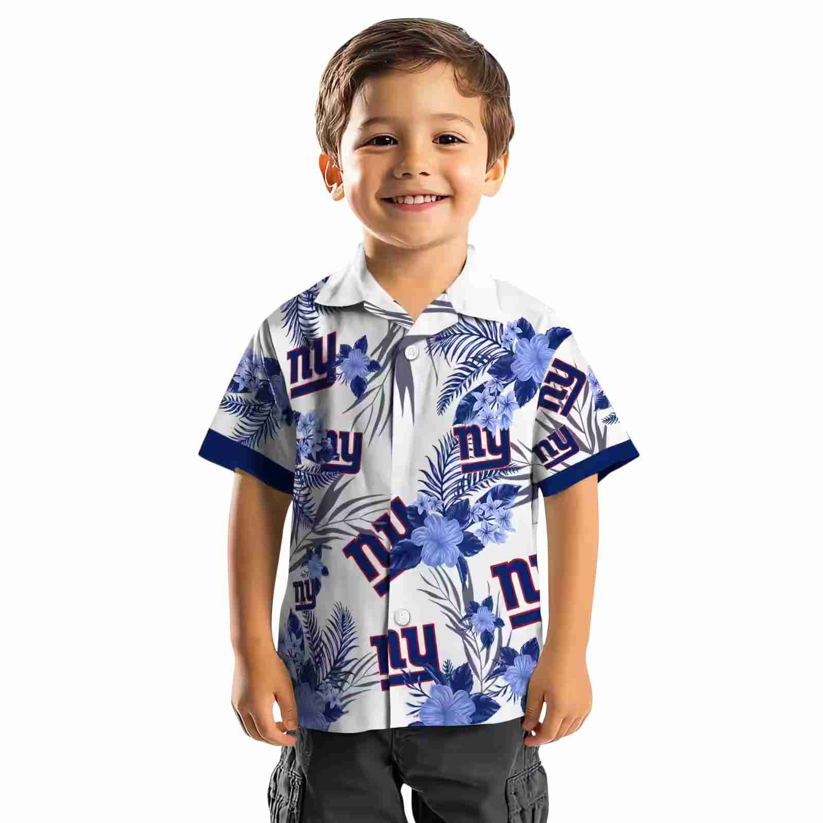 new york giants patriotic hibiscus design blue white hawaiian shirt top rated