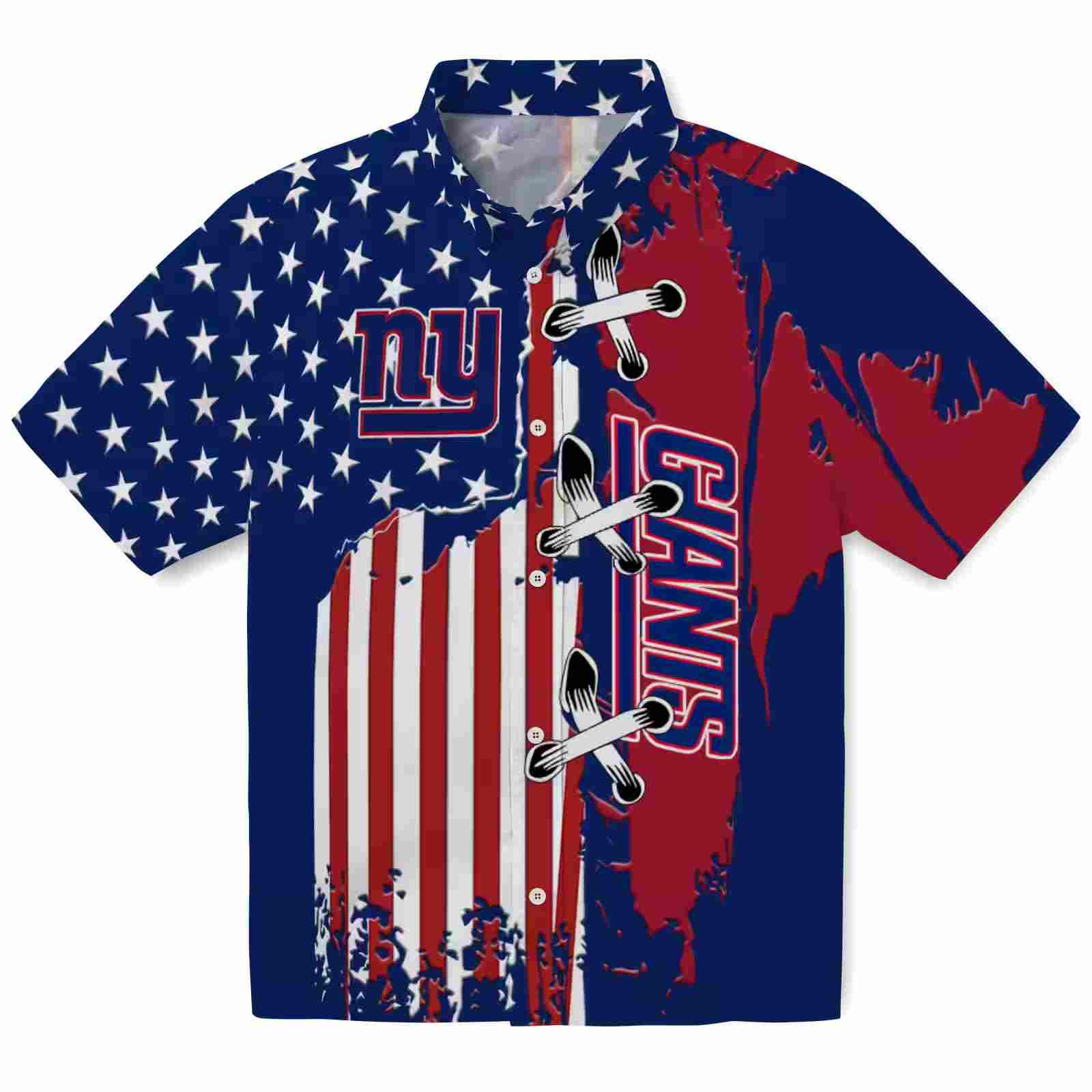 New York Giants Stitched Flag Blue Hawaiian Shirt