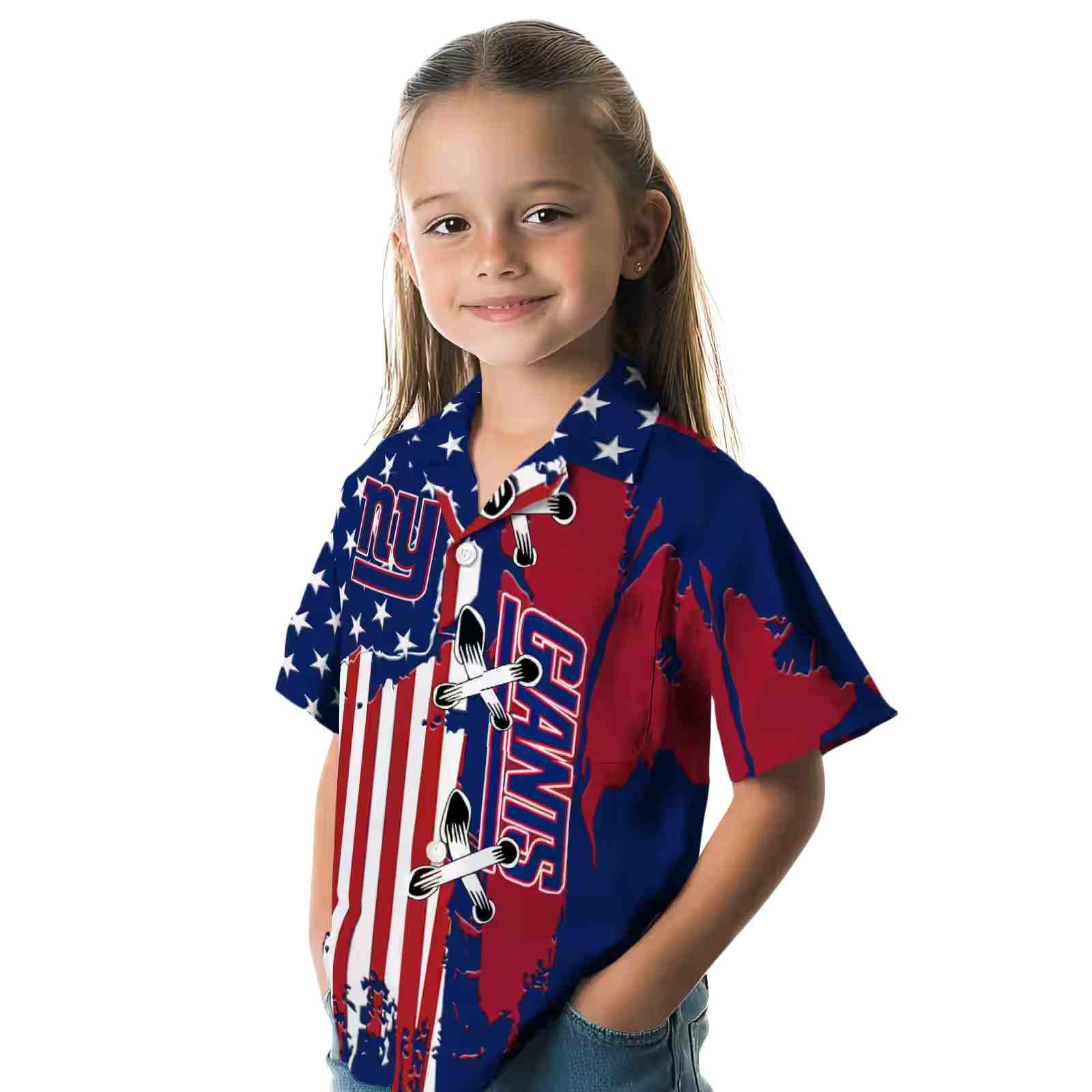 new york giants stitched flag blue hawaiian shirt premium grade