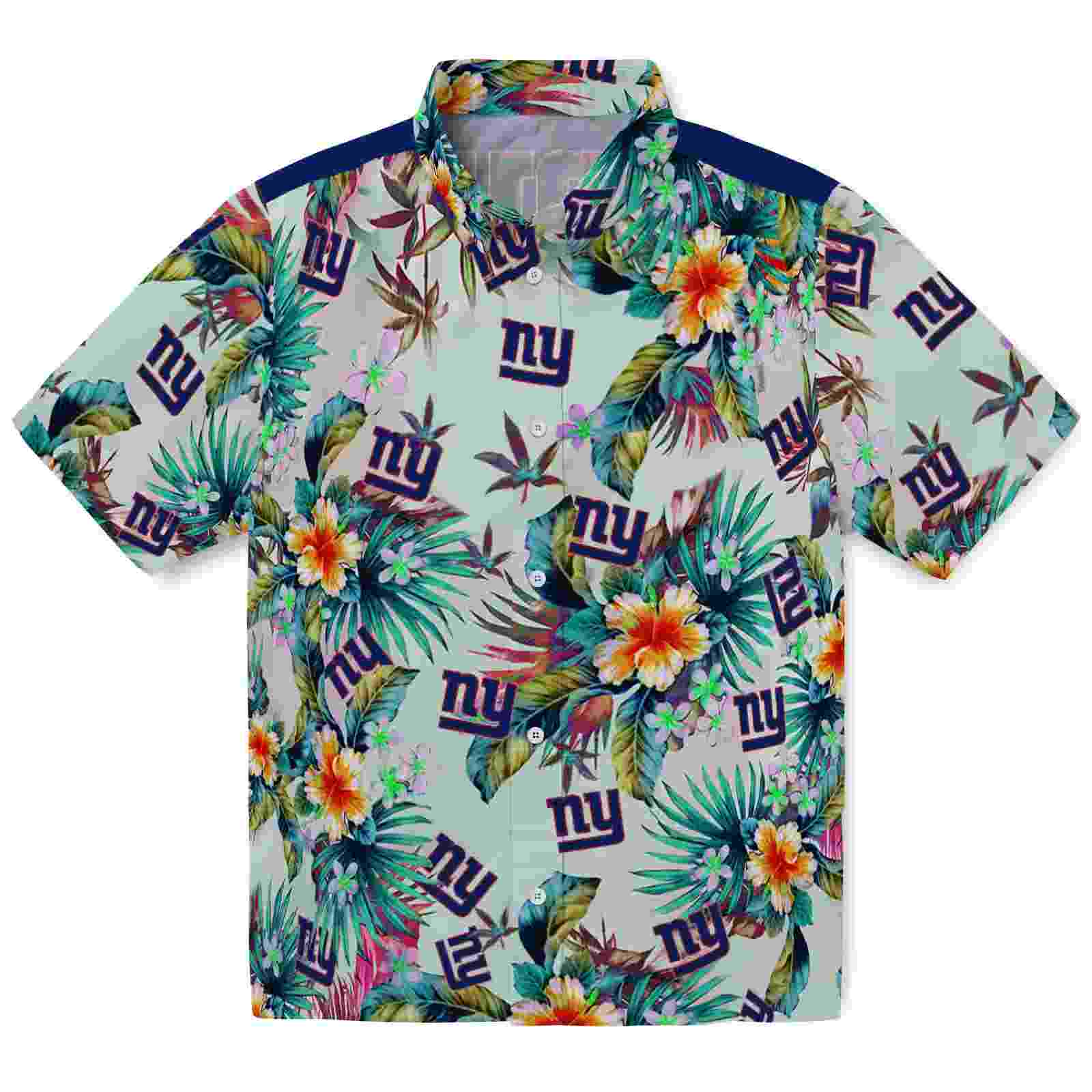 New York Giants Tropical Foliage Green Hawaiian Shirt