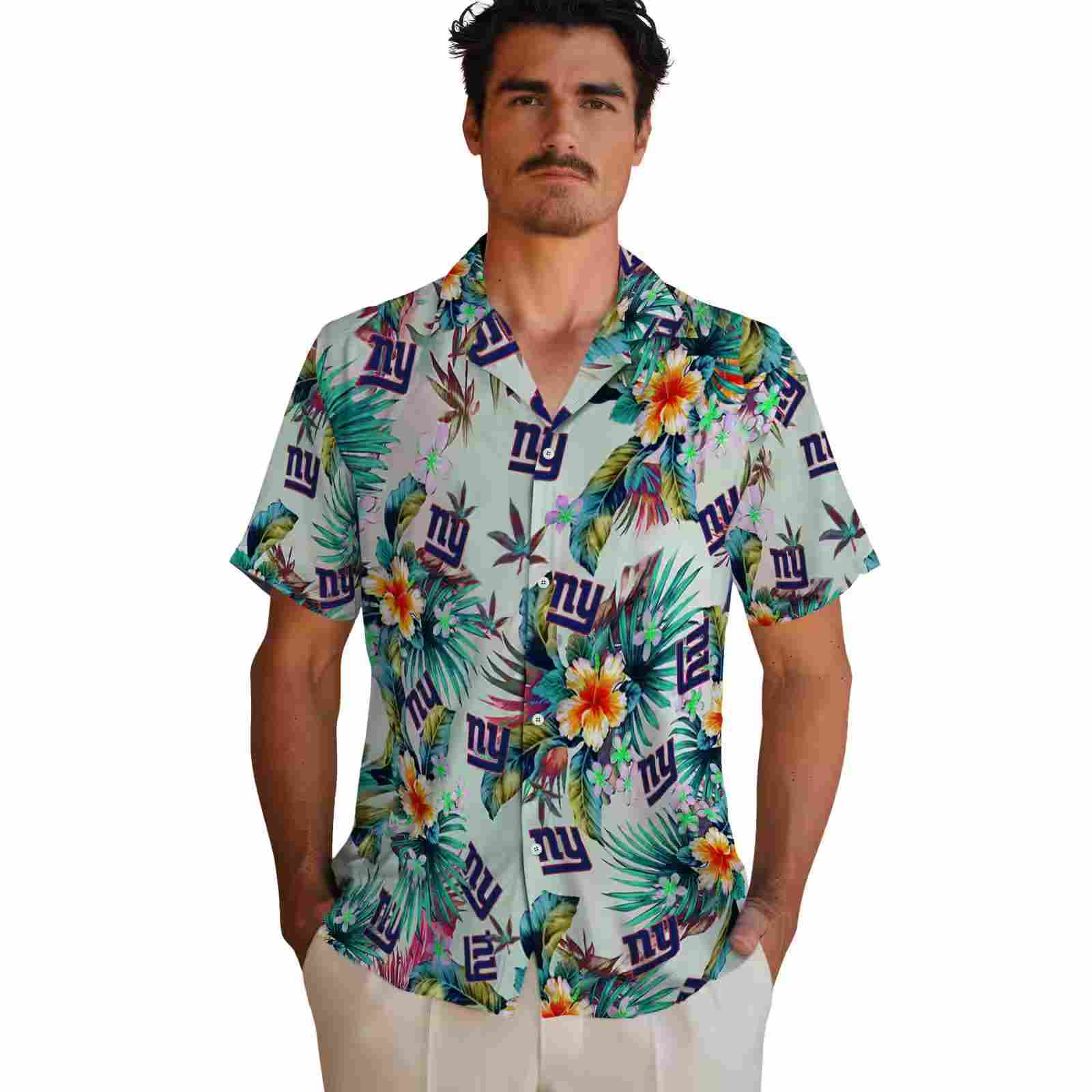 new york giants tropical foliage green hawaiian shirt fashion forward