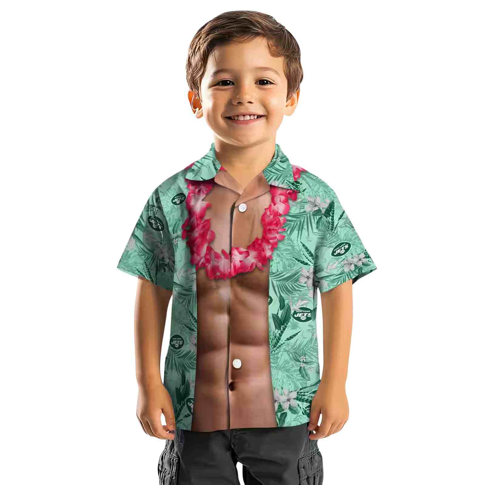 new york jets chest illusion green hawaiian shirt top rated