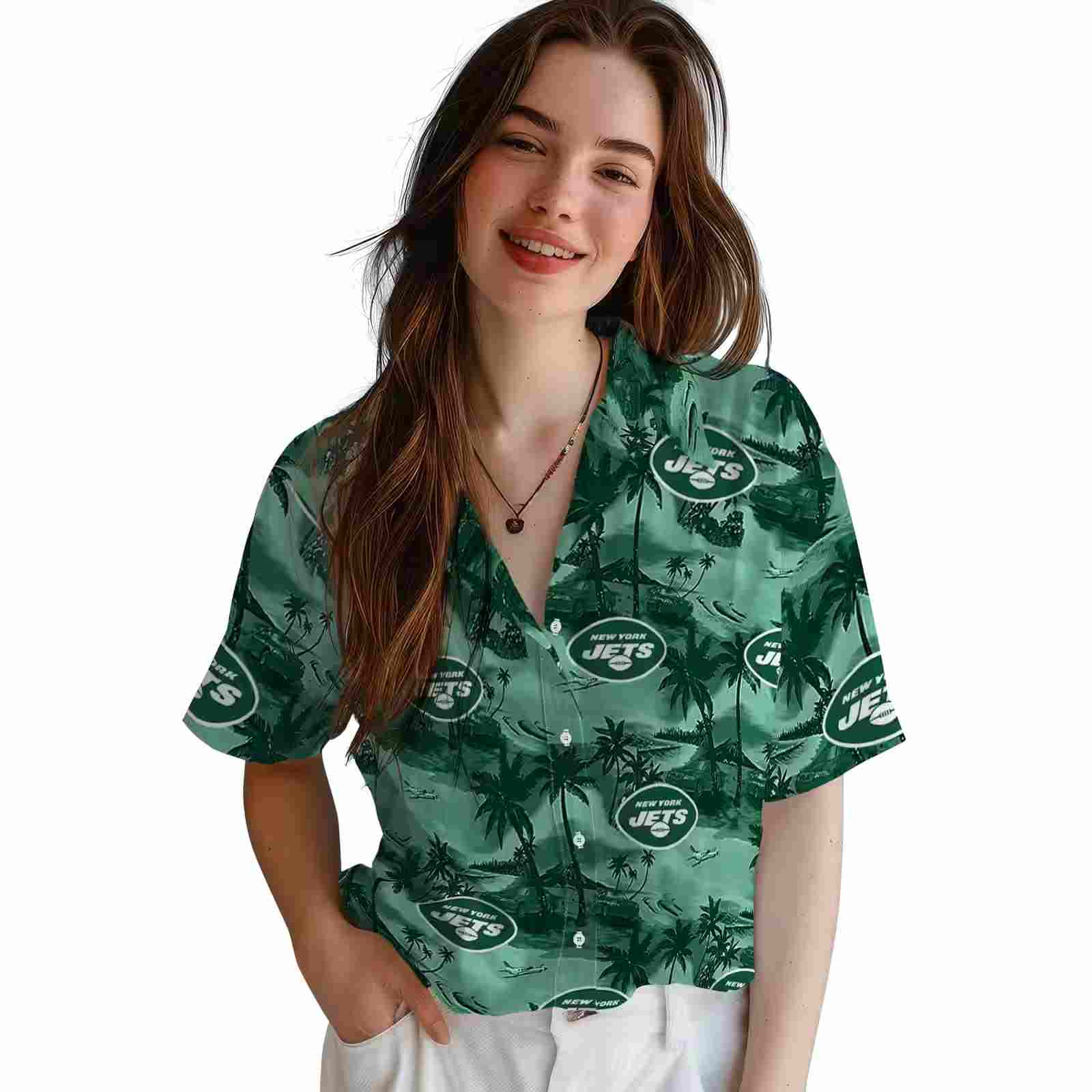 new york jets coastal palms green hawaiian shirt latest model