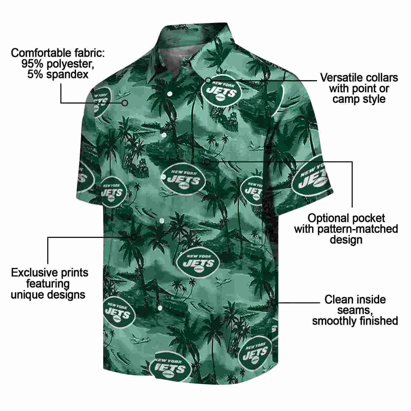 new york jets coastal palms green hawaiian shirt new arrival