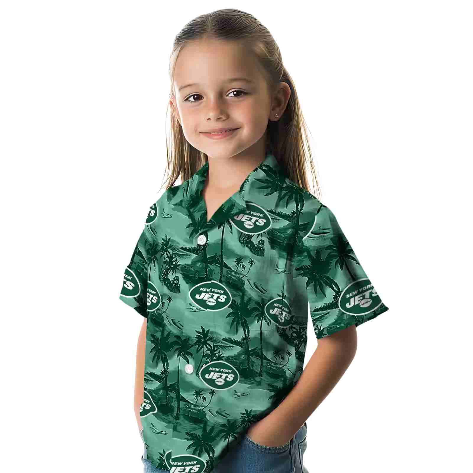 new york jets coastal palms green hawaiian shirt premium grade