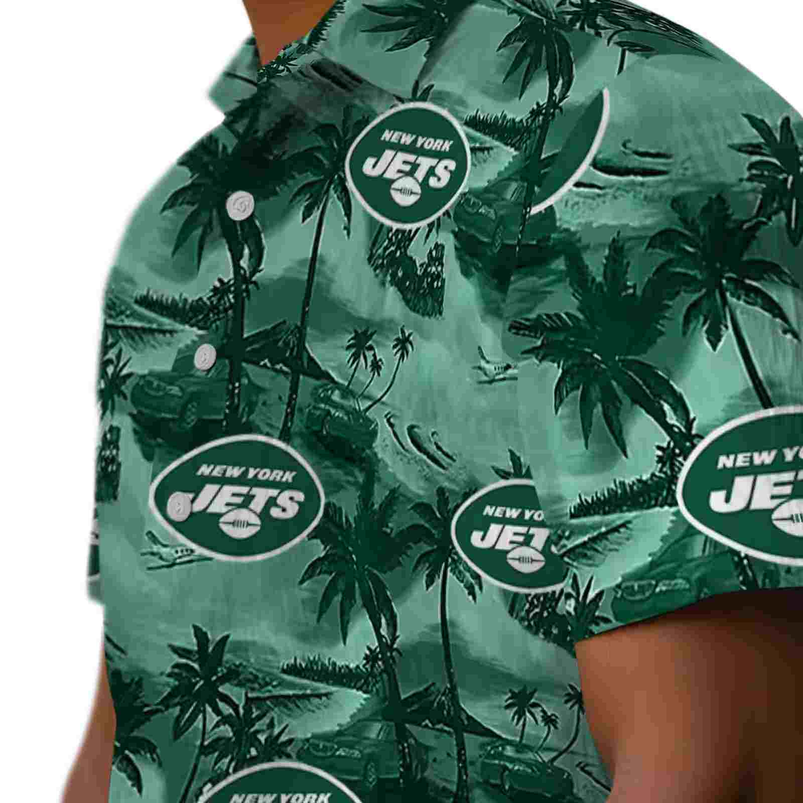 new york jets coastal palms green hawaiian shirt trendy