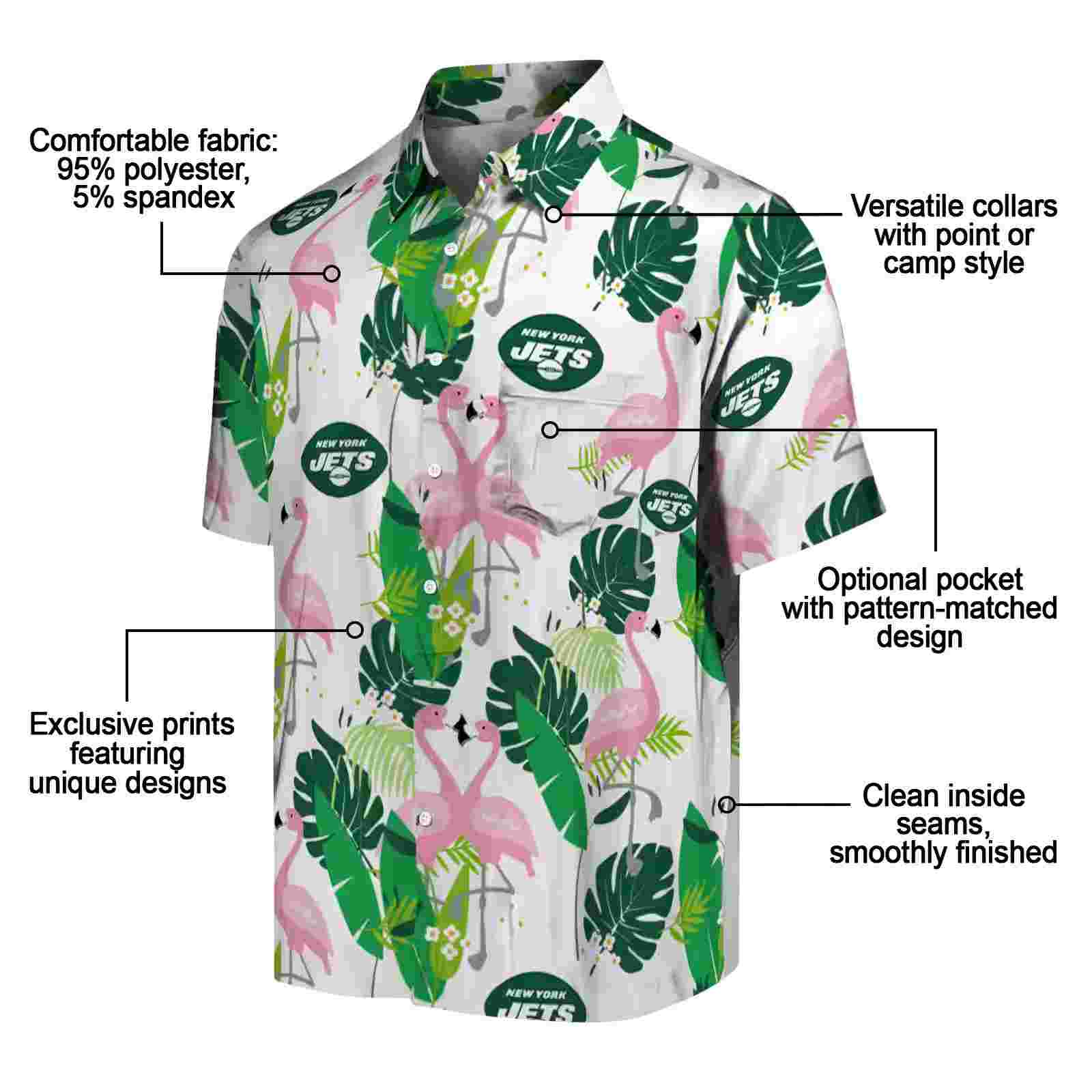 new york jets flamingo foliage green hawaiian shirt new arrival