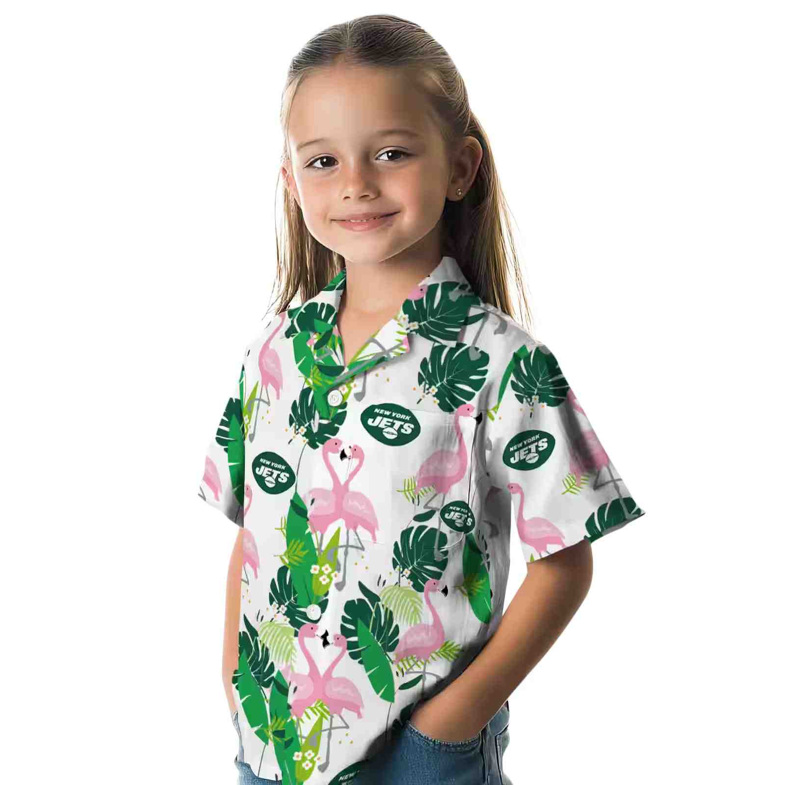 new york jets flamingo foliage green hawaiian shirt premium grade