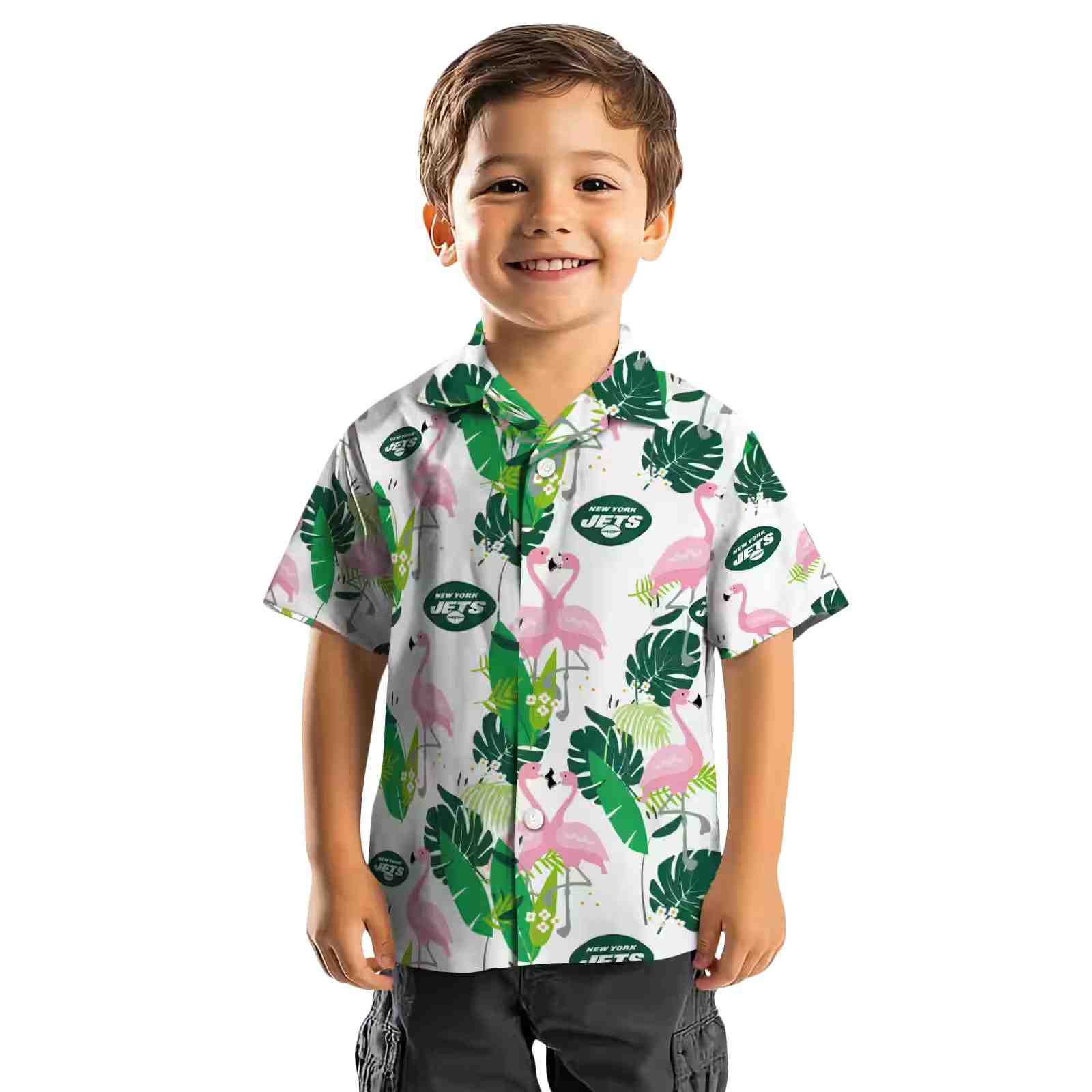 new york jets flamingo foliage green hawaiian shirt top rated