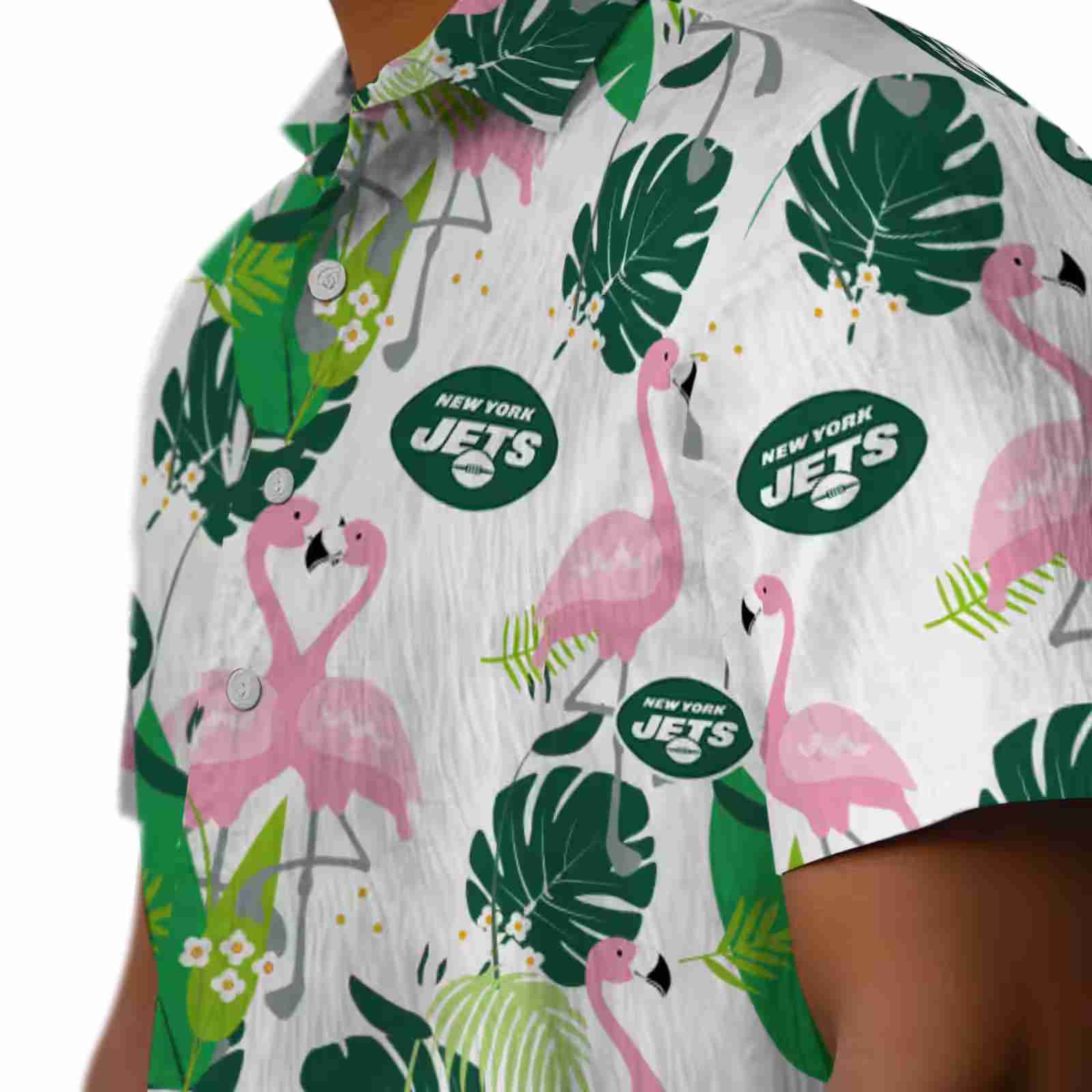 new york jets flamingo foliage green hawaiian shirt trendy