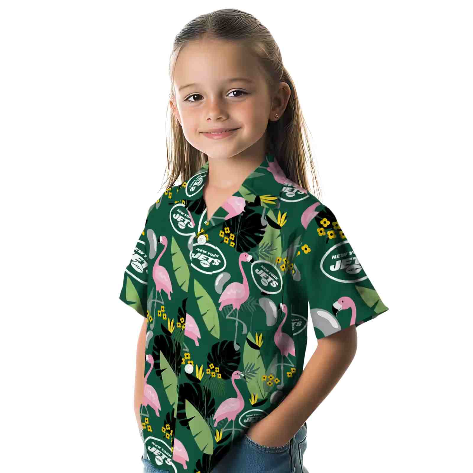 new york jets flamingo leaves green hawaiian shirt premium grade