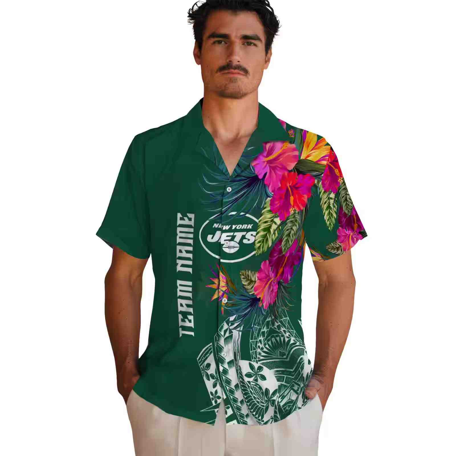 new york jets floral polynesian green hawaiian shirt fashion forward