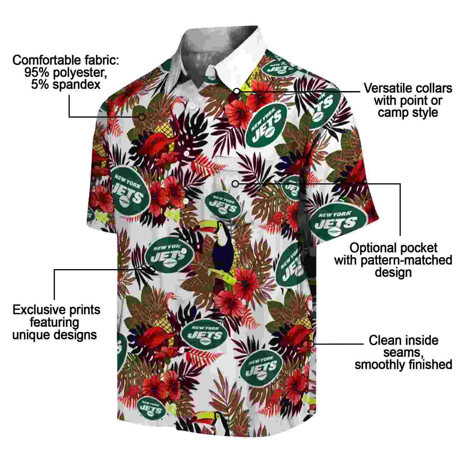 new york jets floral toucan green red hawaiian shirt new arrival