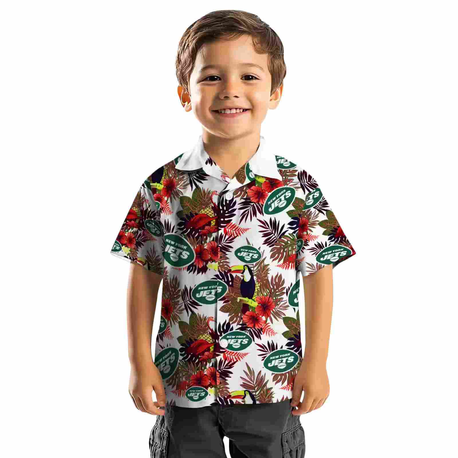 new york jets floral toucan green red hawaiian shirt top rated