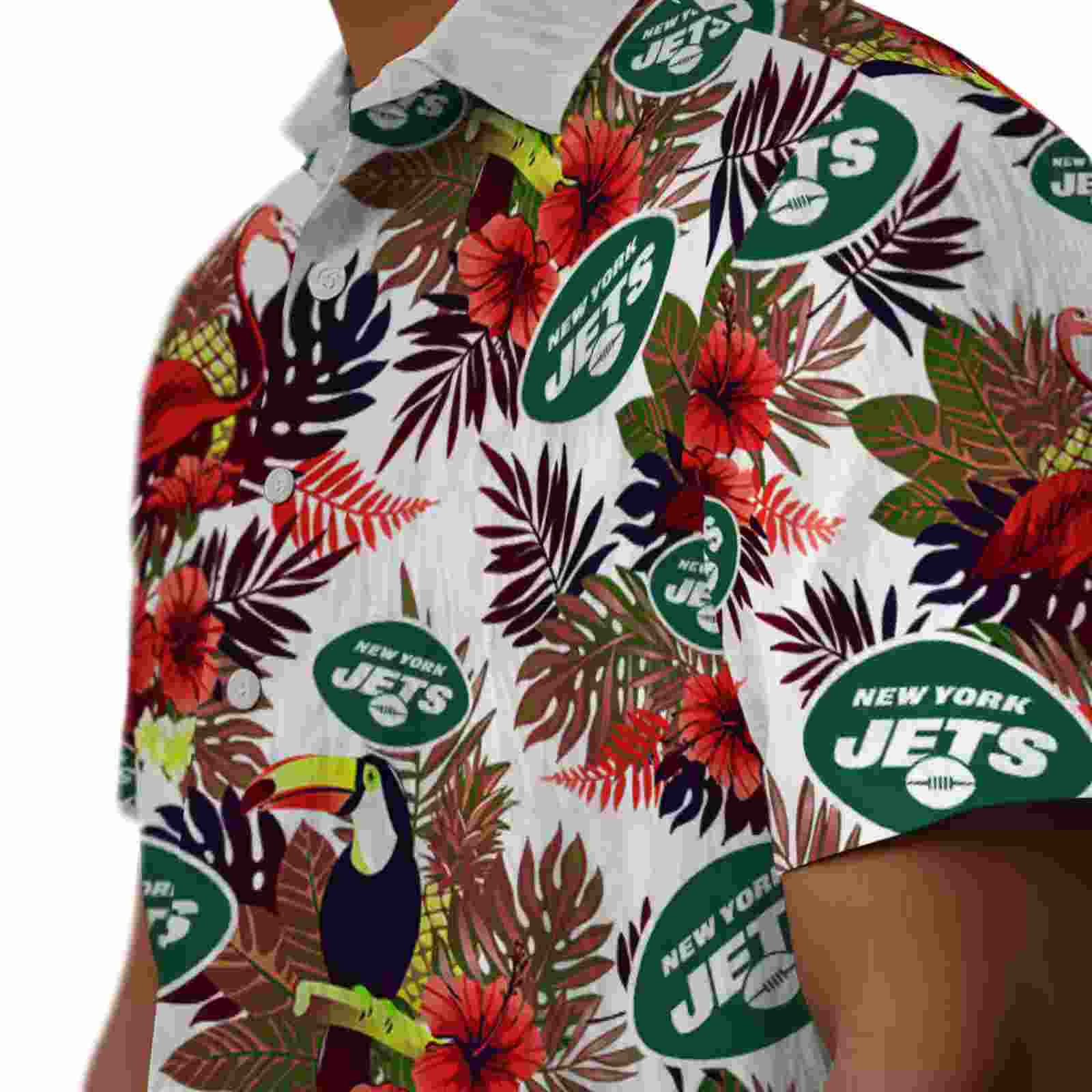 new york jets floral toucan green red hawaiian shirt trendy