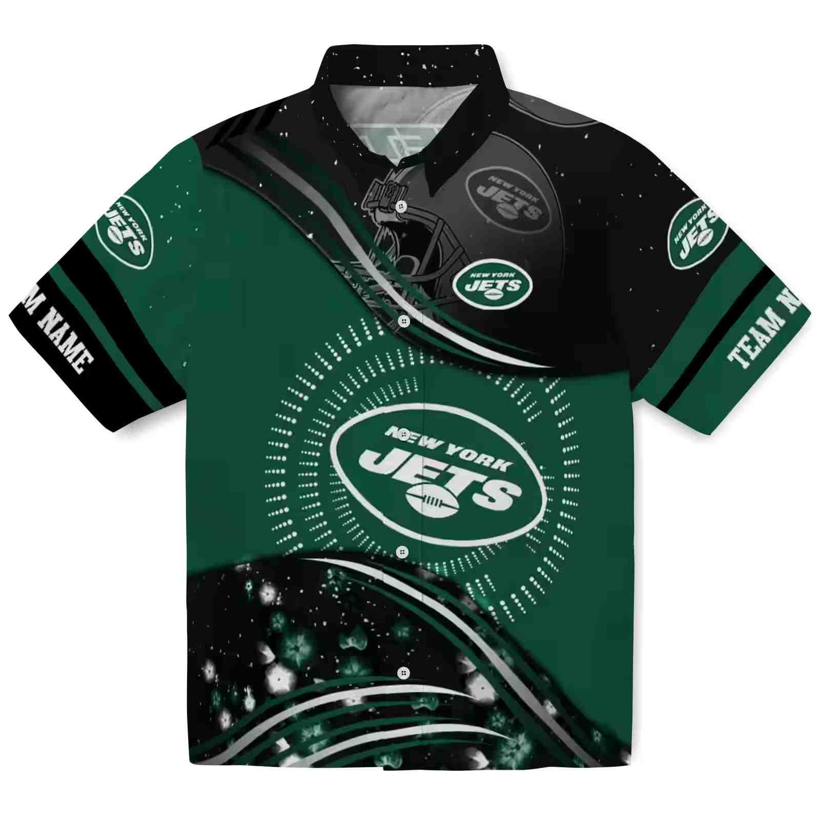 New York Jets Football Wave Green Black Hawaiian Shirt