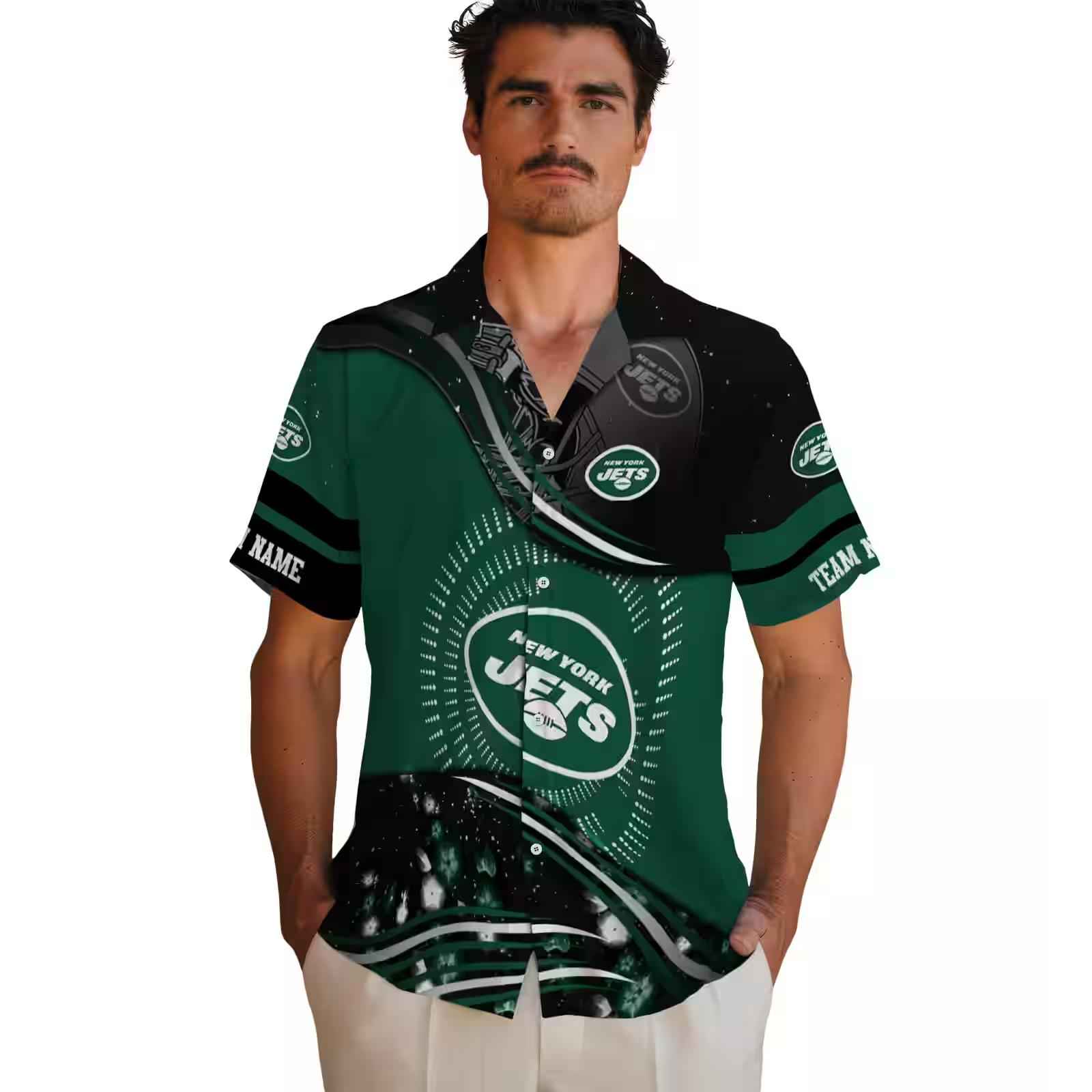 new york jets football wave green black hawaiian shirt fashion forward