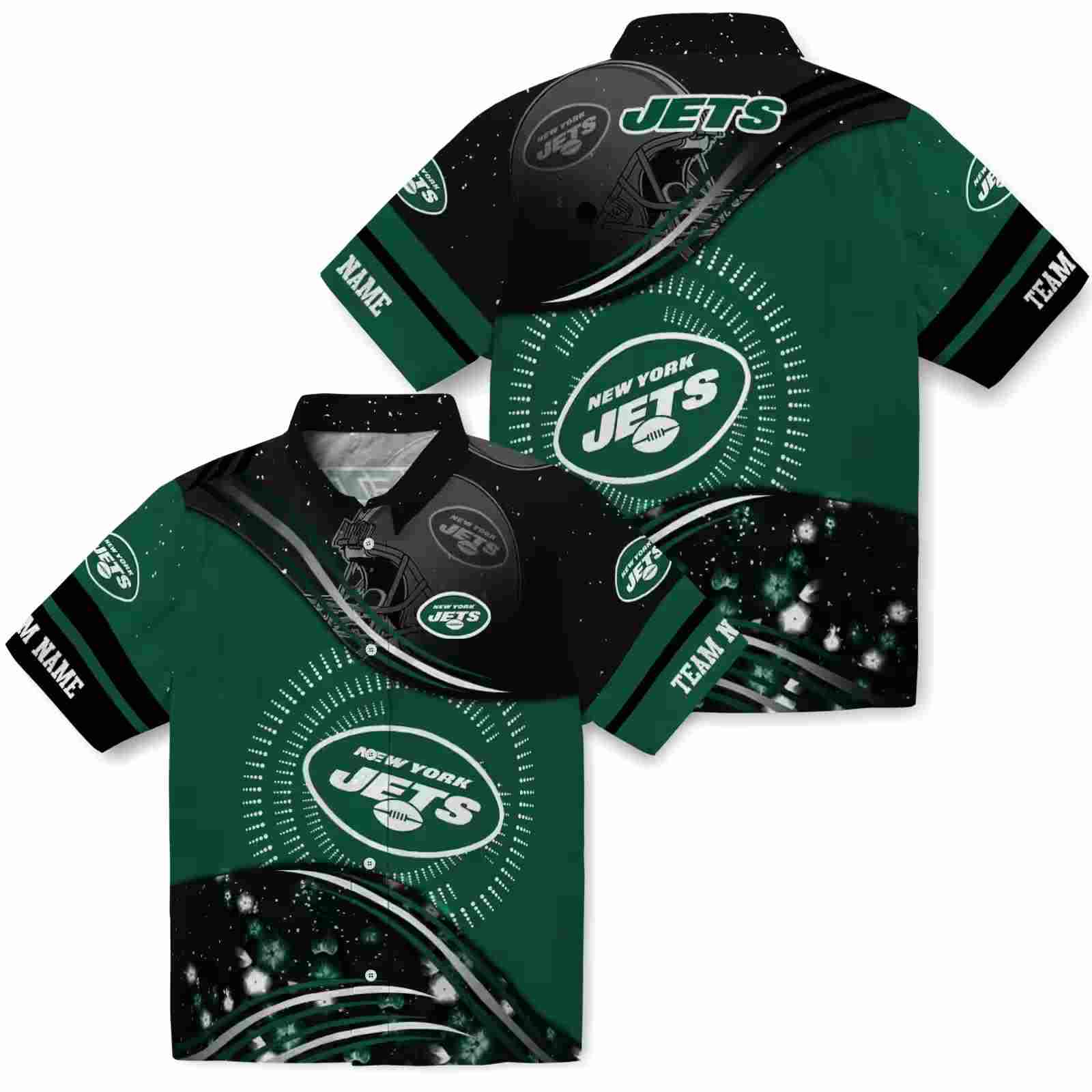 new york jets football wave green black hawaiian shirt high quality