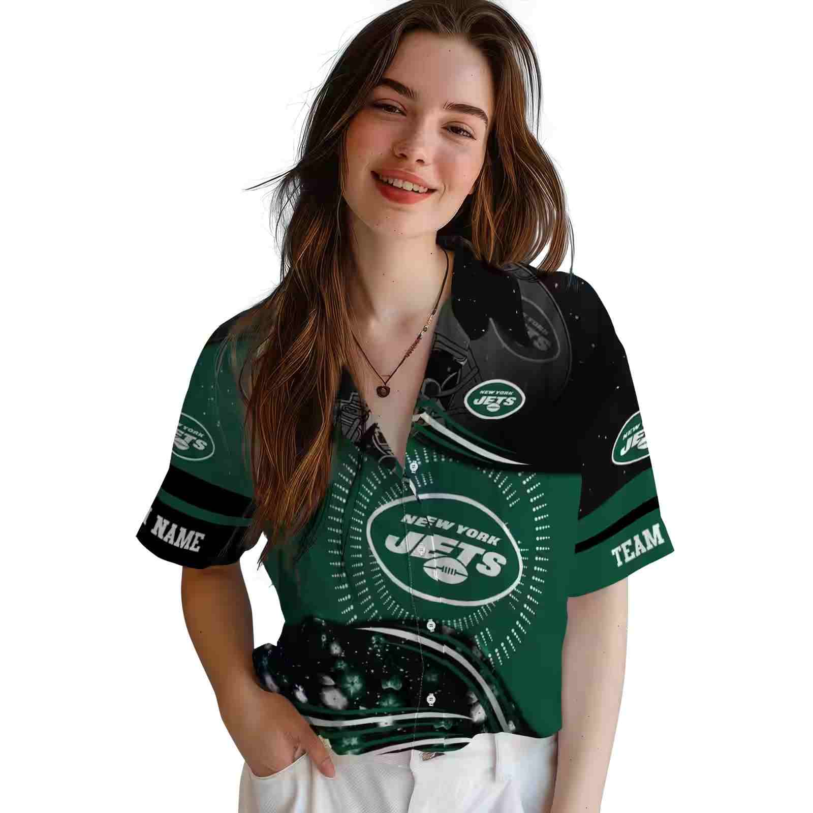 new york jets football wave green black hawaiian shirt latest model