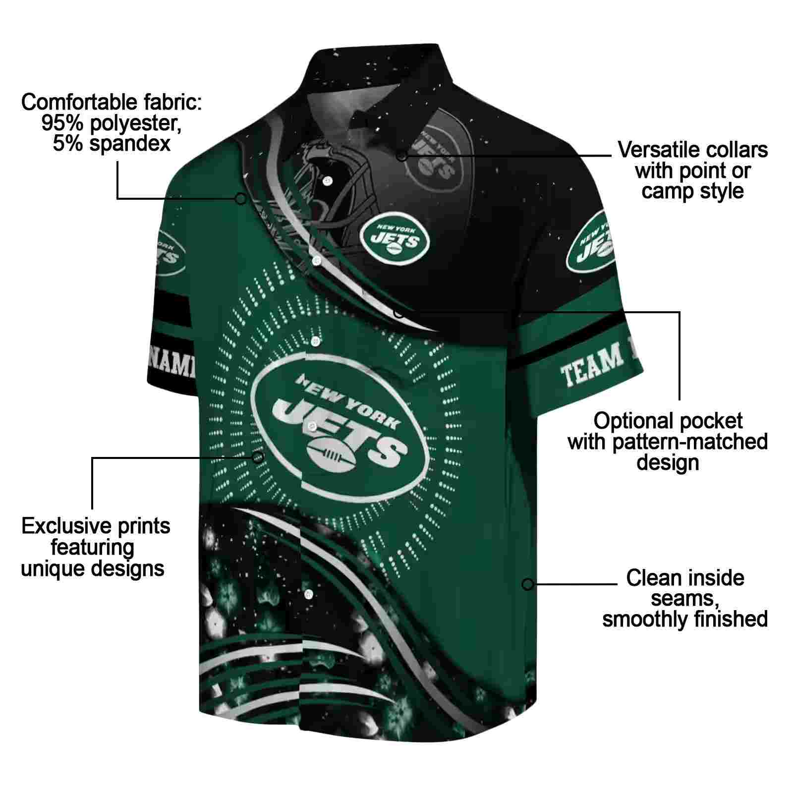 new york jets football wave green black hawaiian shirt new arrival