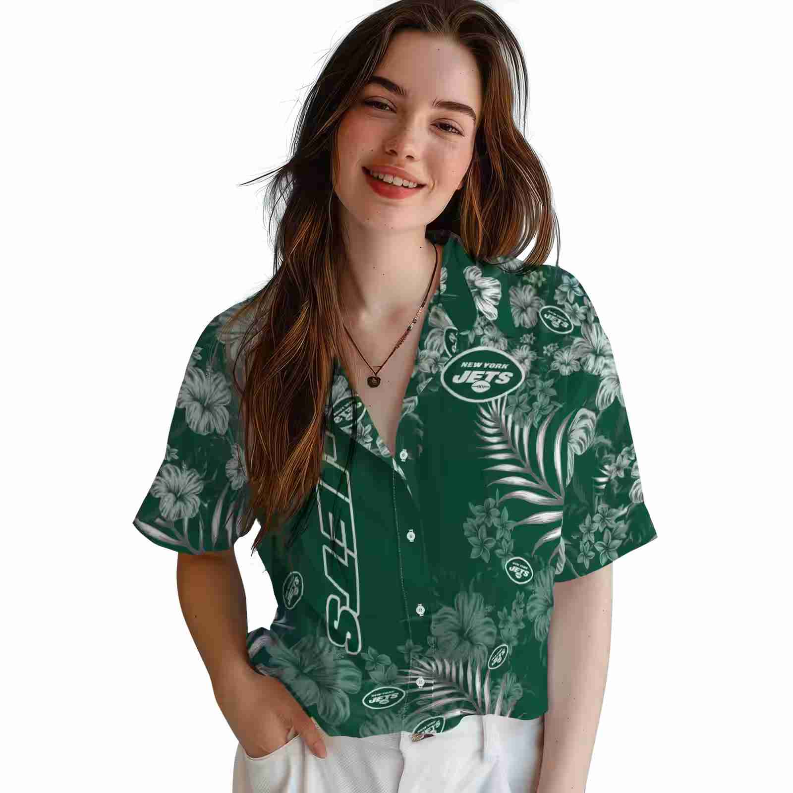 new york jets hibiscus print green hawaiian shirt latest model