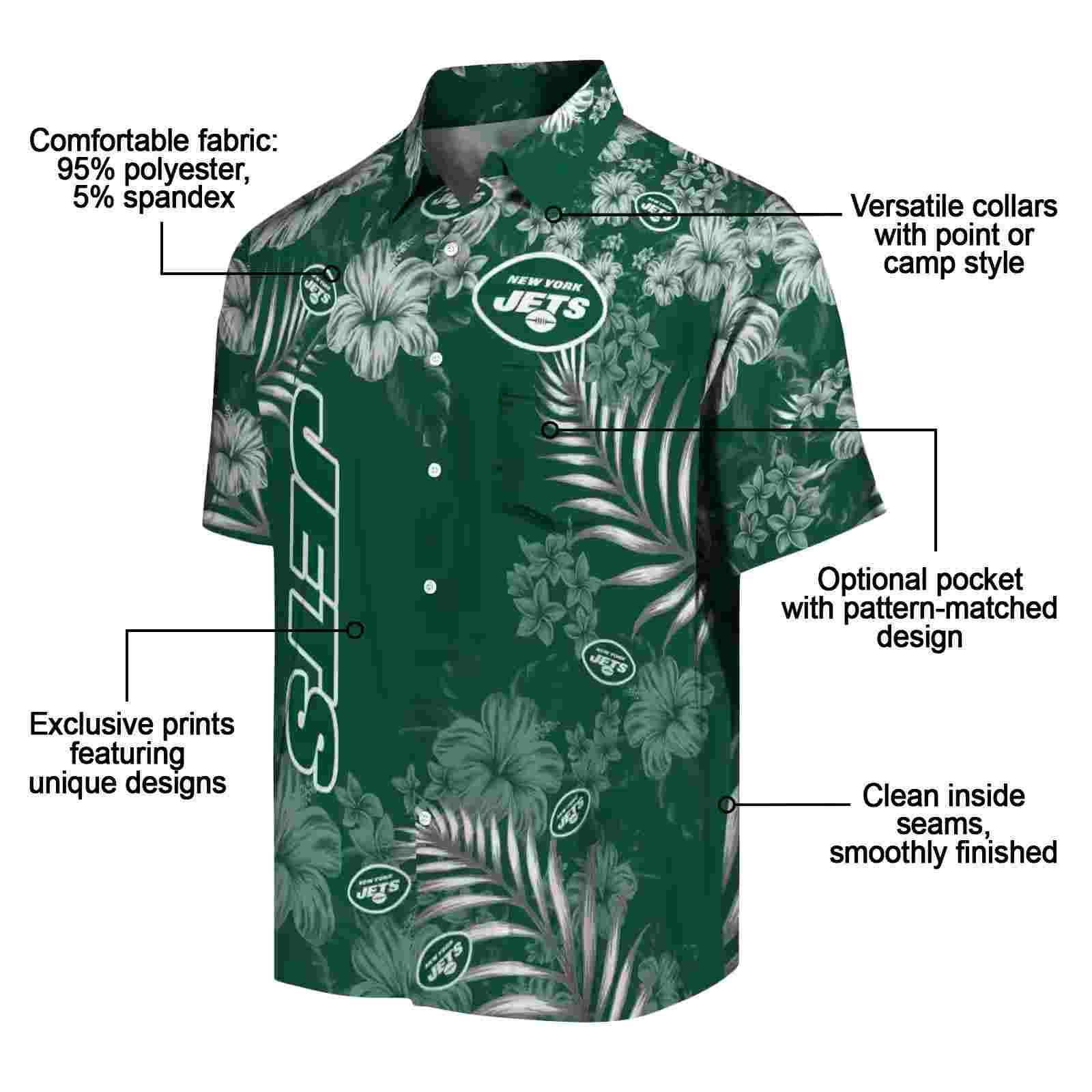 new york jets hibiscus print green hawaiian shirt new arrival