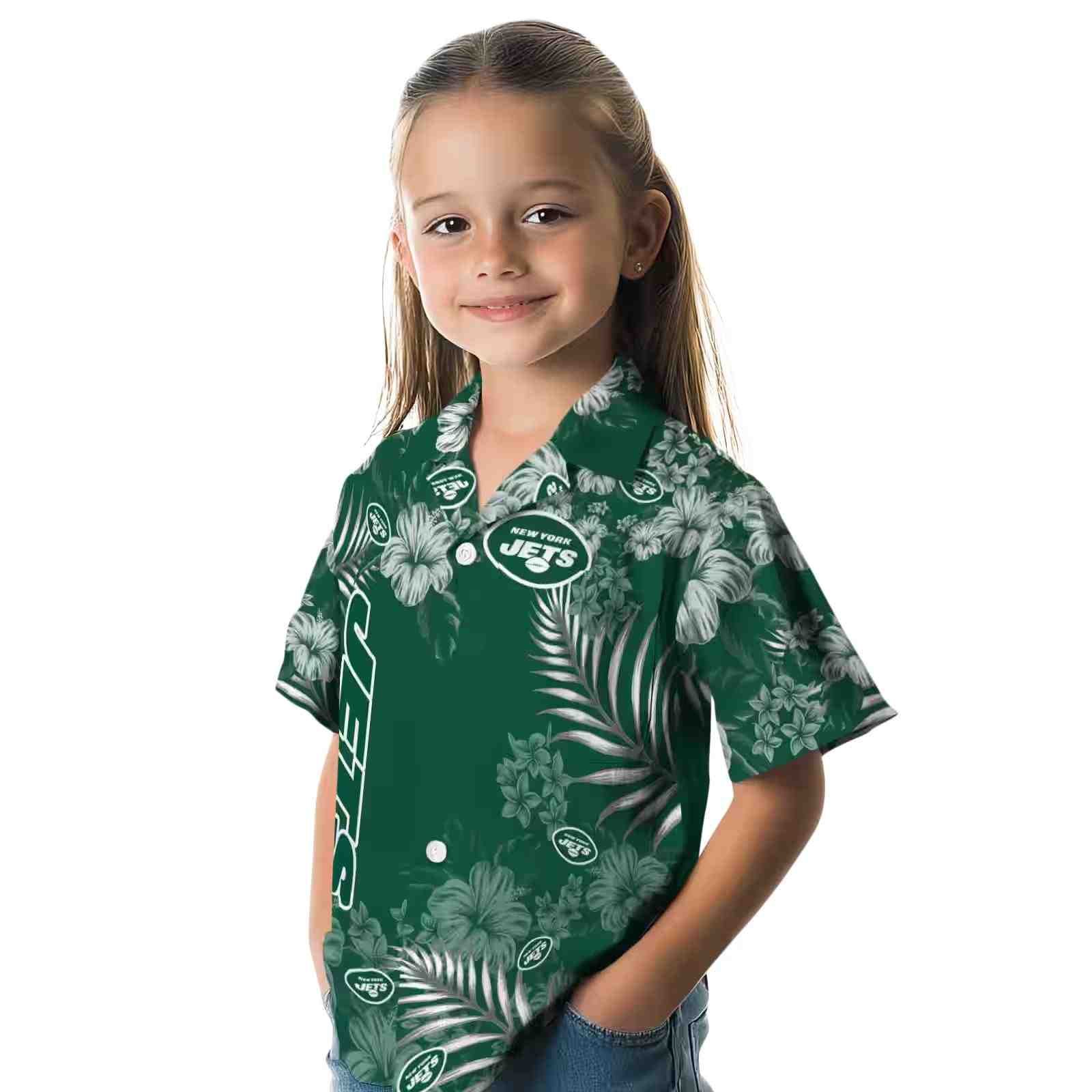 new york jets hibiscus print green hawaiian shirt premium grade