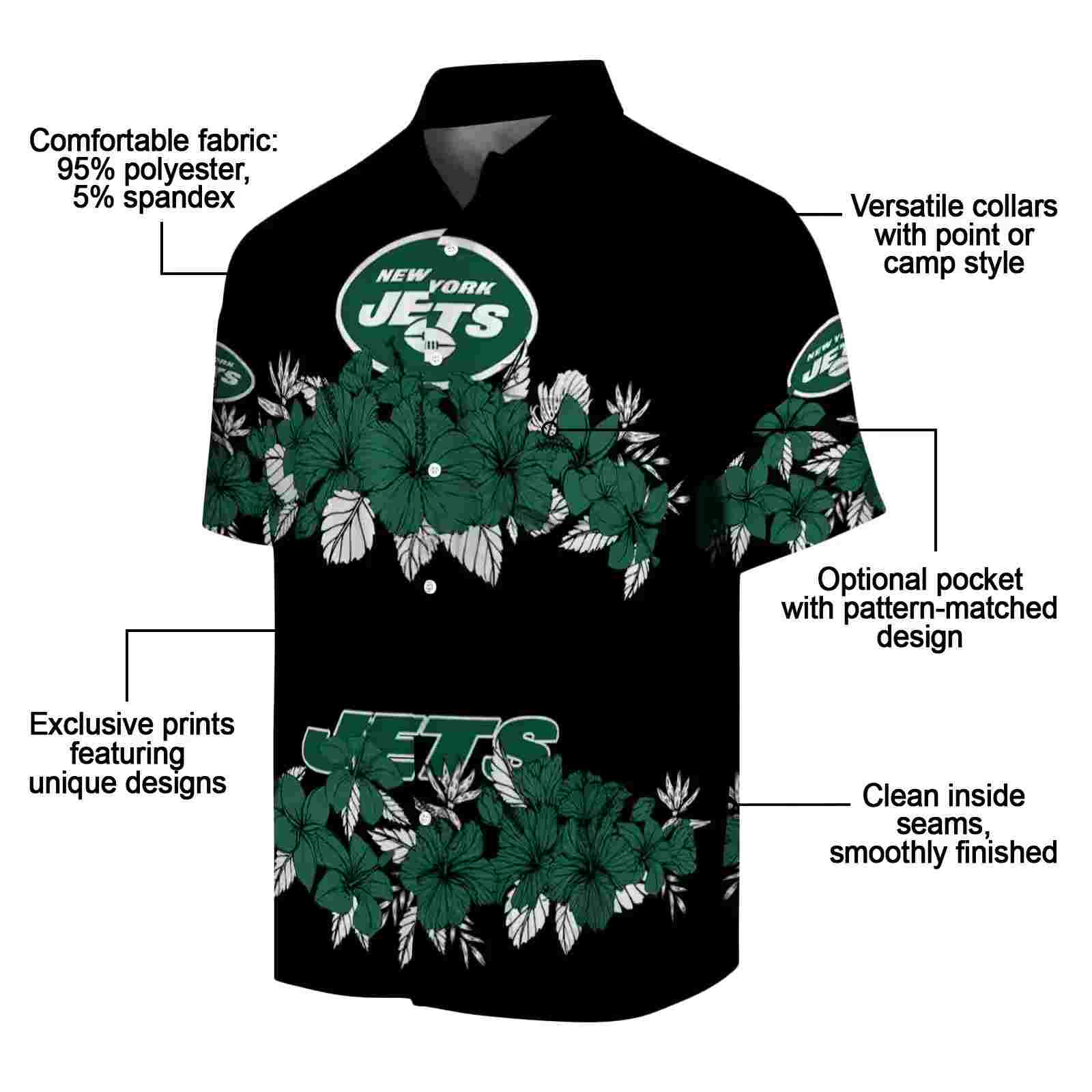 new york jets hibiscus stripe green black hawaiian shirt new arrival