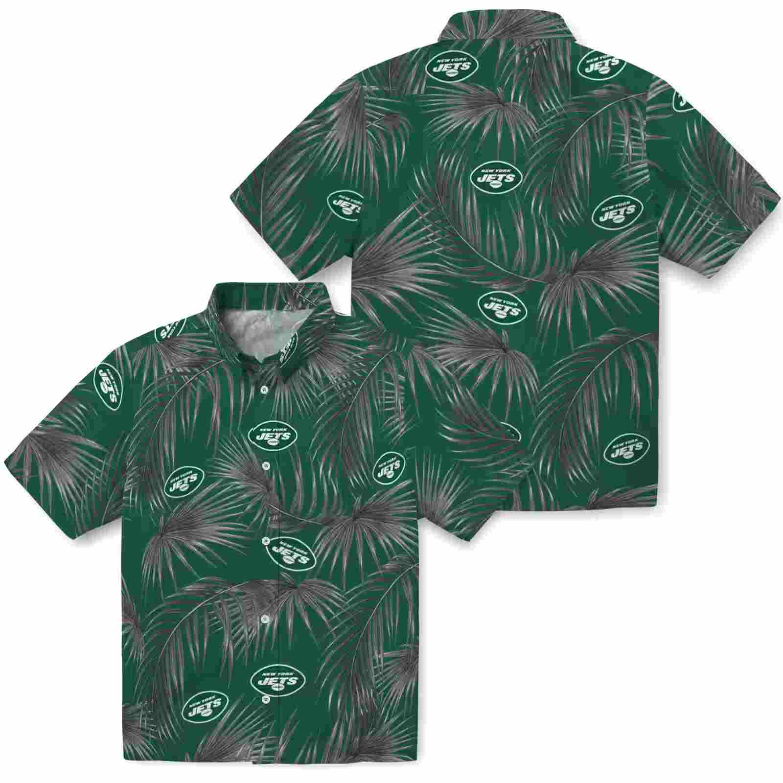 new york jets leafy palms green hawaiian shirt high quality