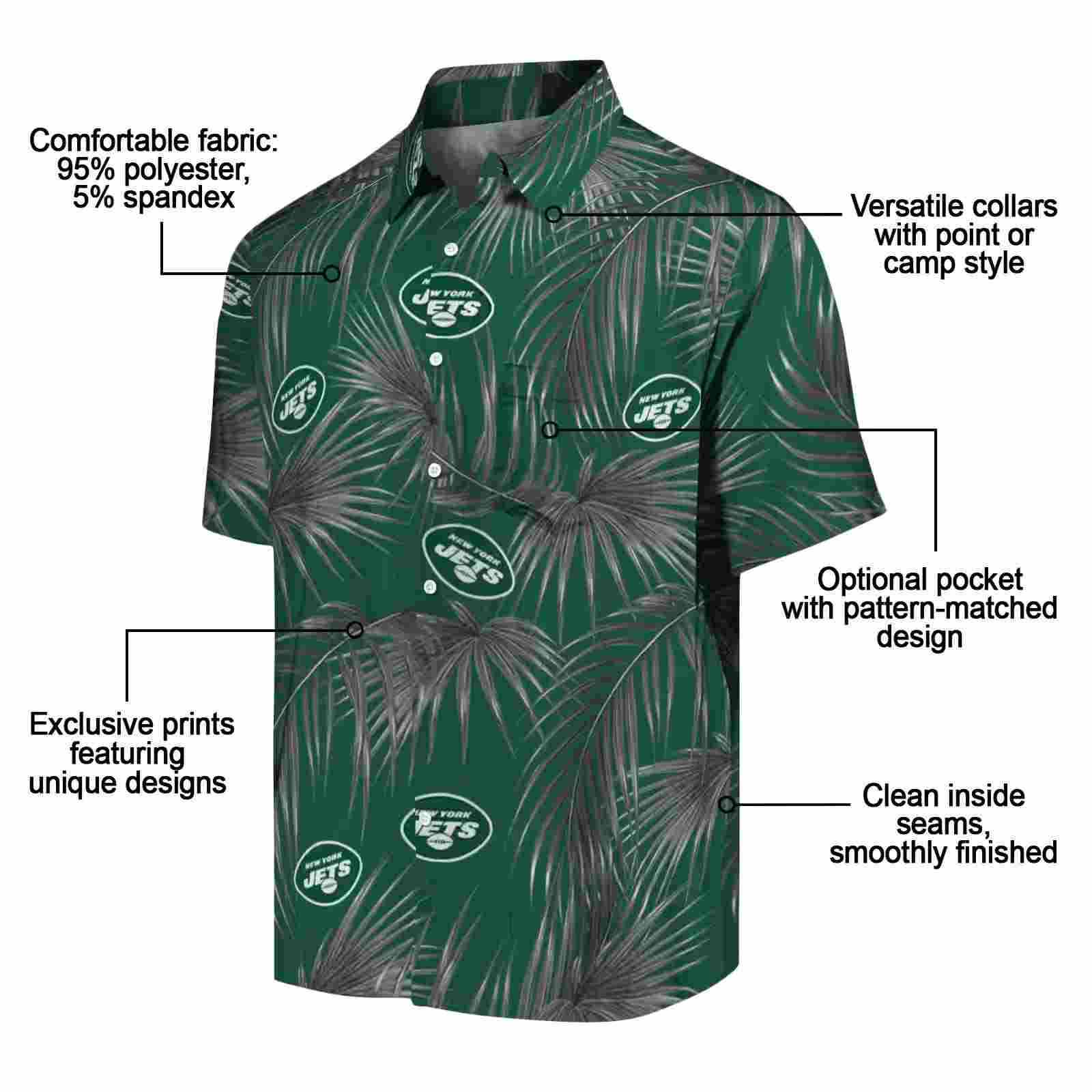 new york jets leafy palms green hawaiian shirt new arrival