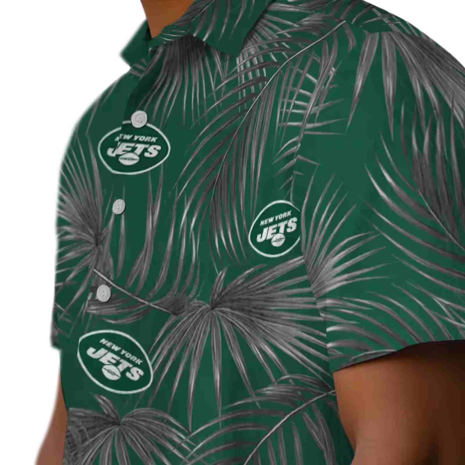 new york jets leafy palms green hawaiian shirt trendy