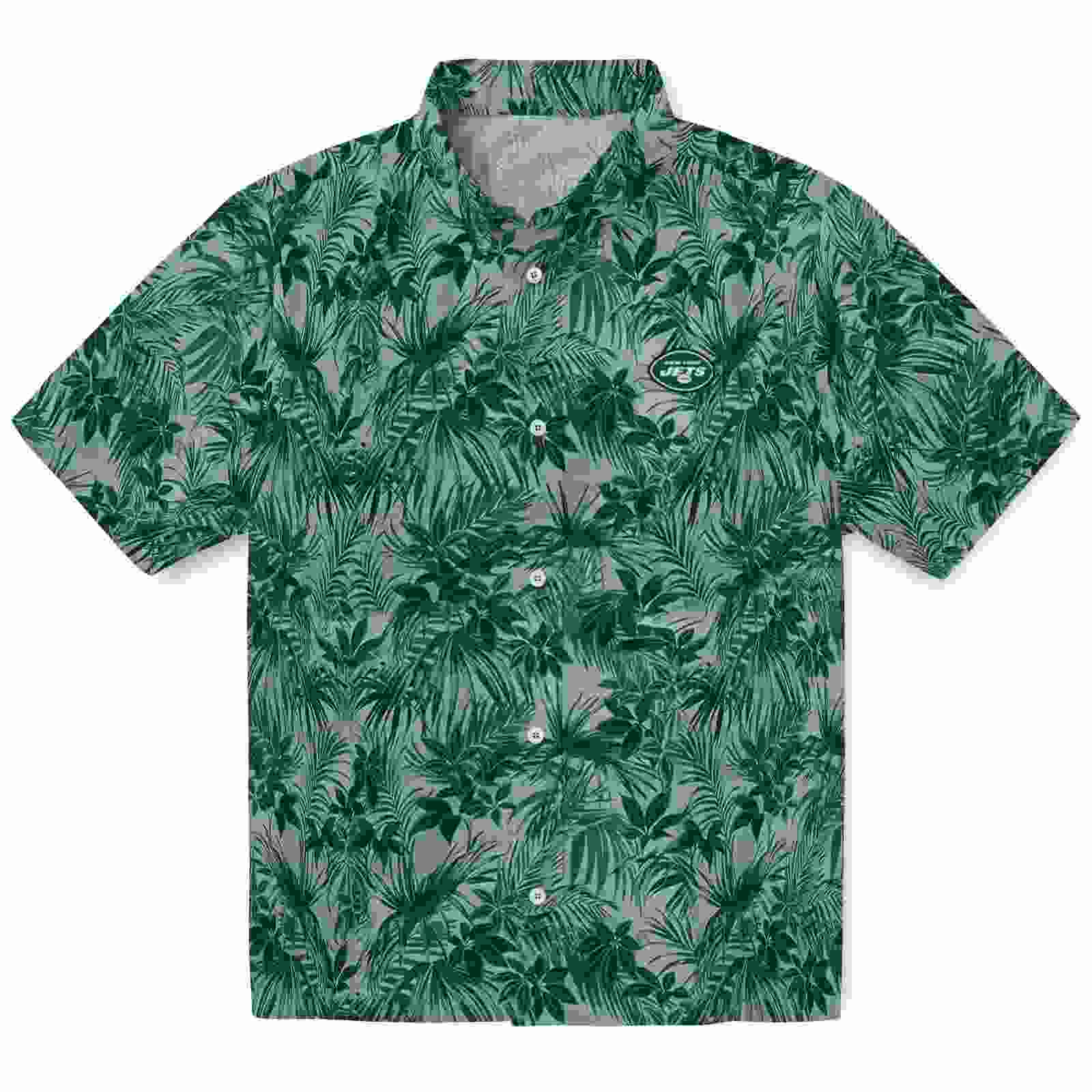 New York Jets Leafy Pattern Green Hawaiian Shirt