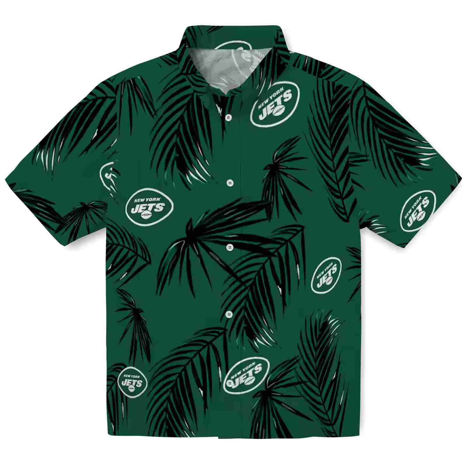 New York Jets Palm Leaf Green Hawaiian Shirt